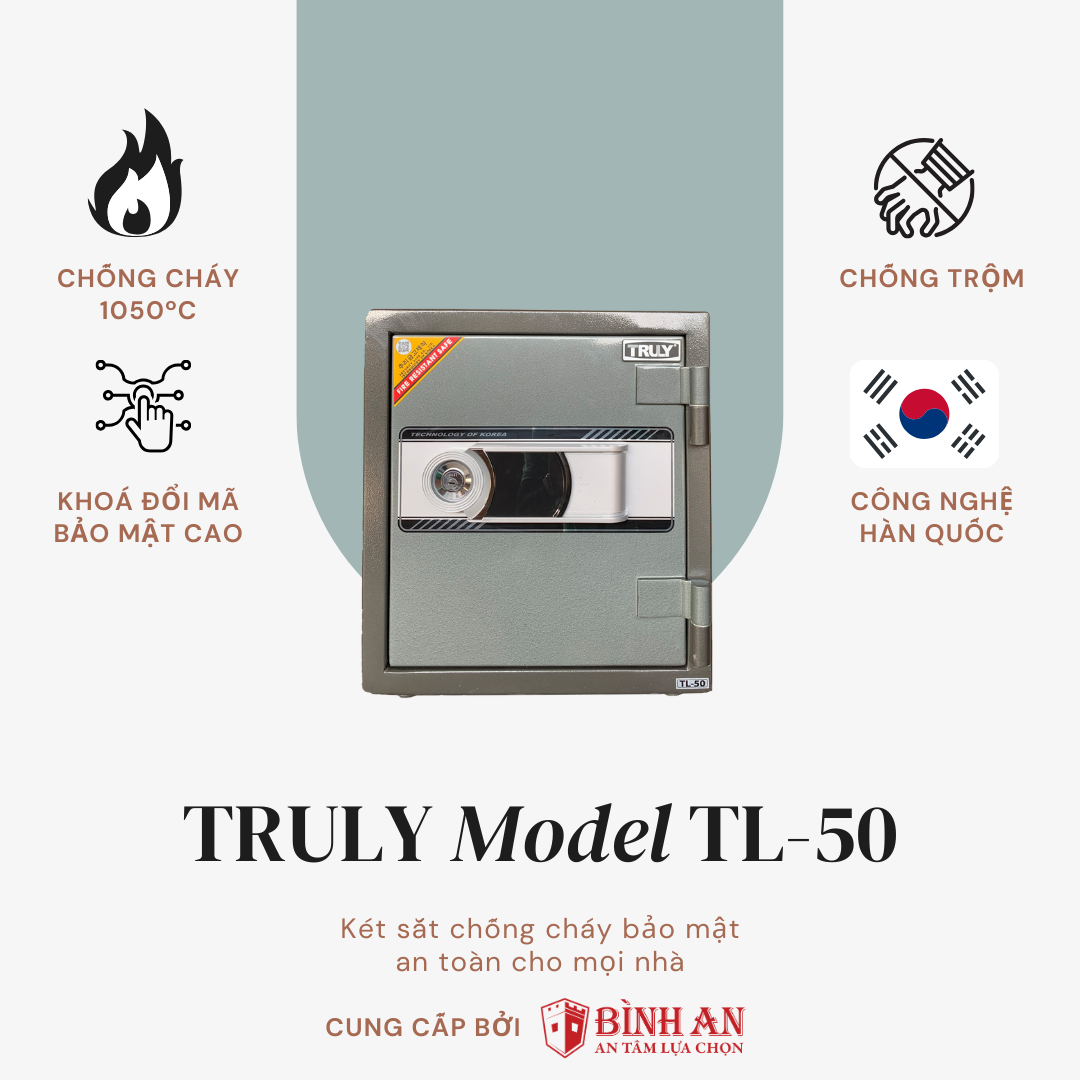 Két sắt TRULY TL-50 (85kg) An Toàn Bảo Mật Chống Cháy