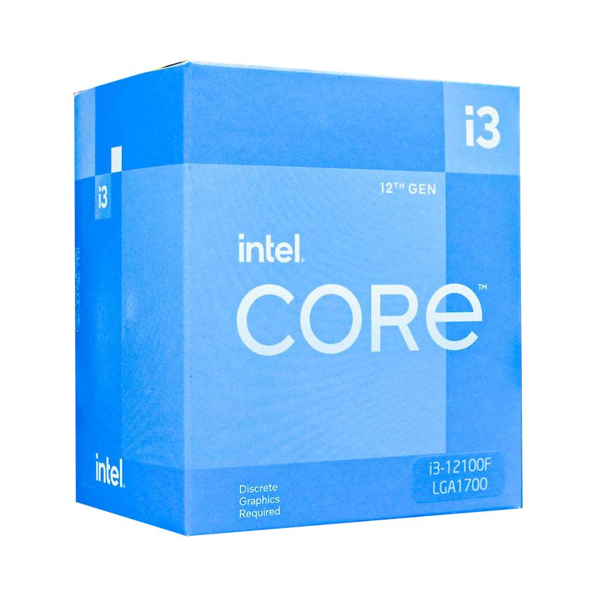 CPU Intel Core i3 12100F (3.3GHz turbo up to 4.3GHz, 4 nhân 8 luồng, 12MB Cache, 58W)- Socket Intel LGA 1700)