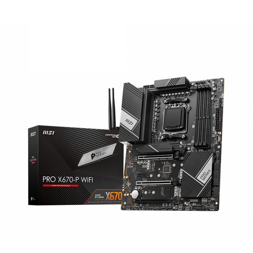 Mainboard MSI PRO X670-P WiFi ProSeries Motherboard (X670 AM5, DDR5, PCIe 4.0, SATA 6Gb/s, M.2, USB 3.2 Gen 2, Wi-Fi 6E, HDMI/DP, ATX)