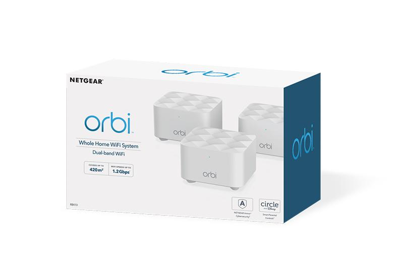 Bộ phát Wifi 3 cục Netgear Orbi Dual-band Mesh WiFi System, 1.2Gbps, Router + 2 Satellites AC1200 Mesh WiFi System (RBK13)