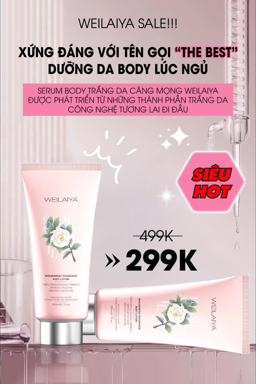 Sữa dưỡng thể trắng da hoa trà Weilaiya