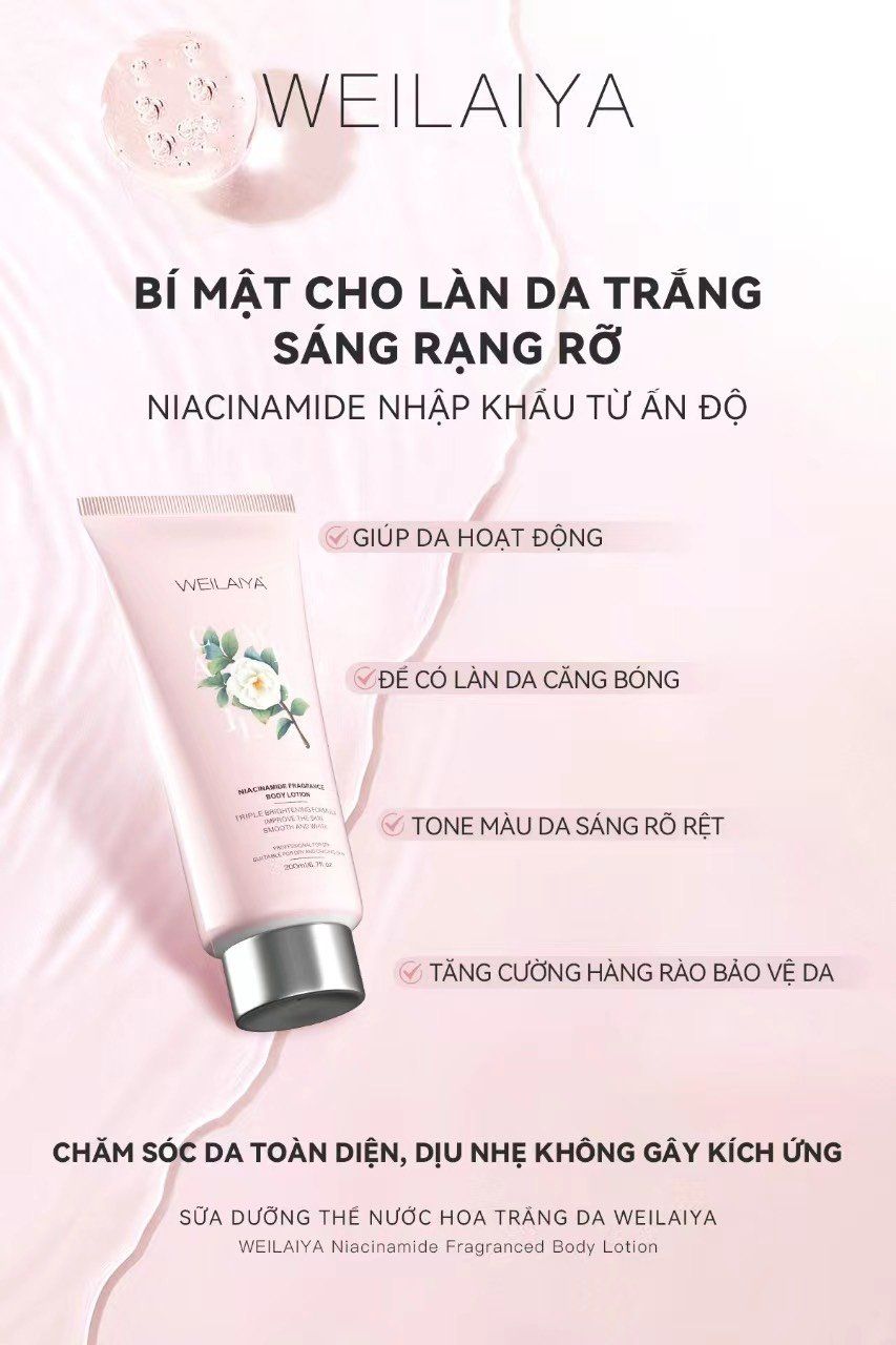 Sữa dưỡng thể trắng da hoa trà Weilaiya