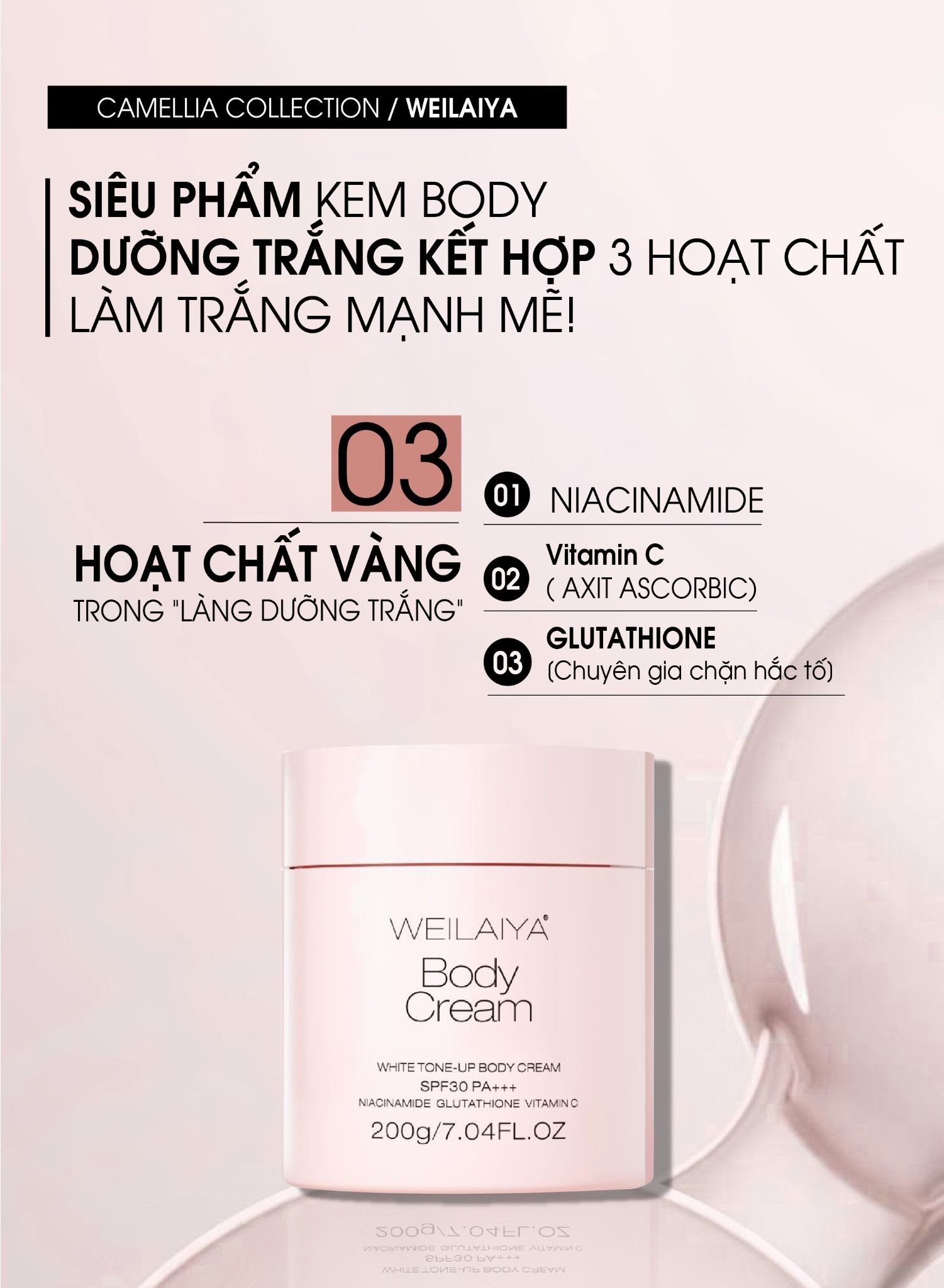 Combo dưỡng trắng da toàn thân Camellia Collection