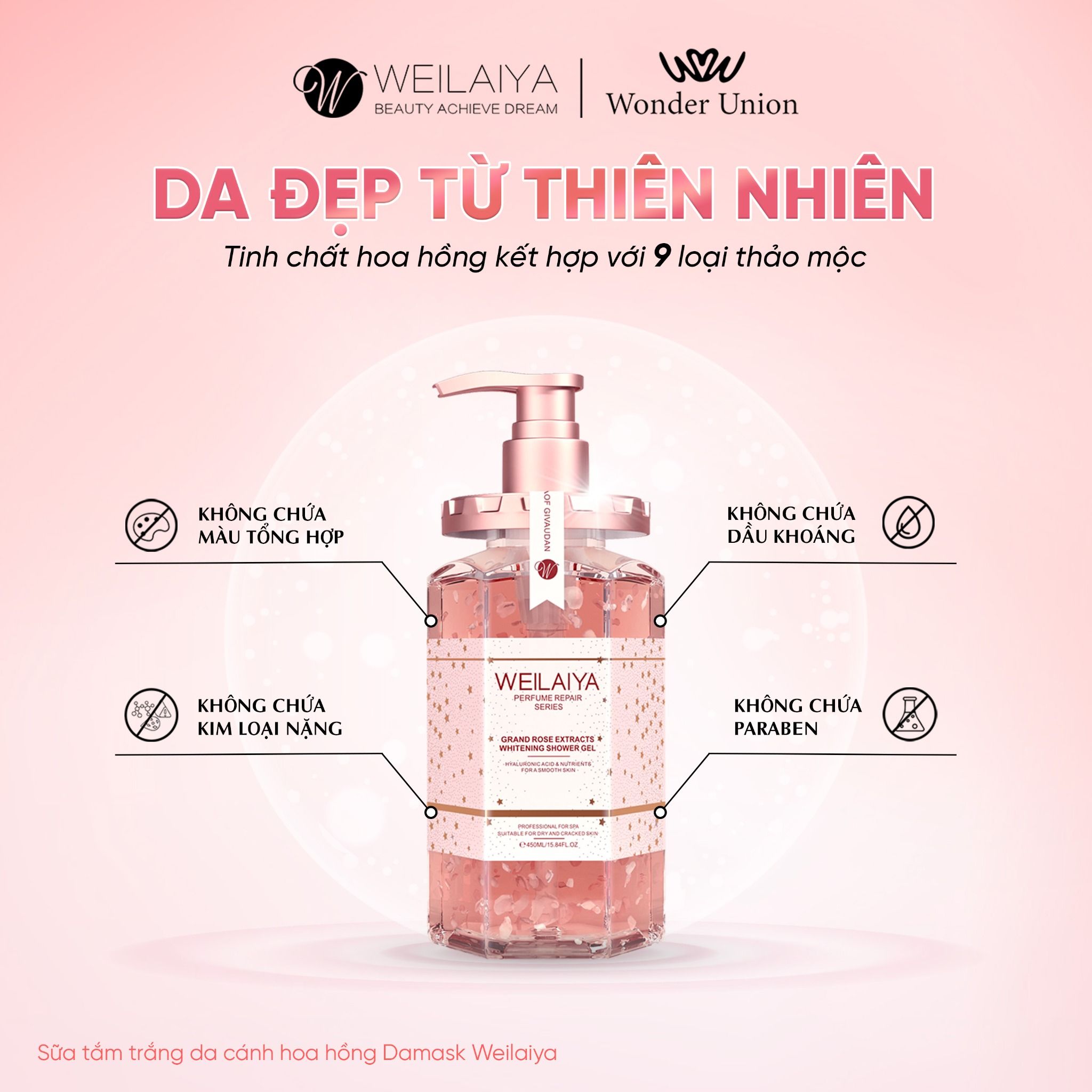 Combo 2 chai sữa tắm trắng da Weilaiya
