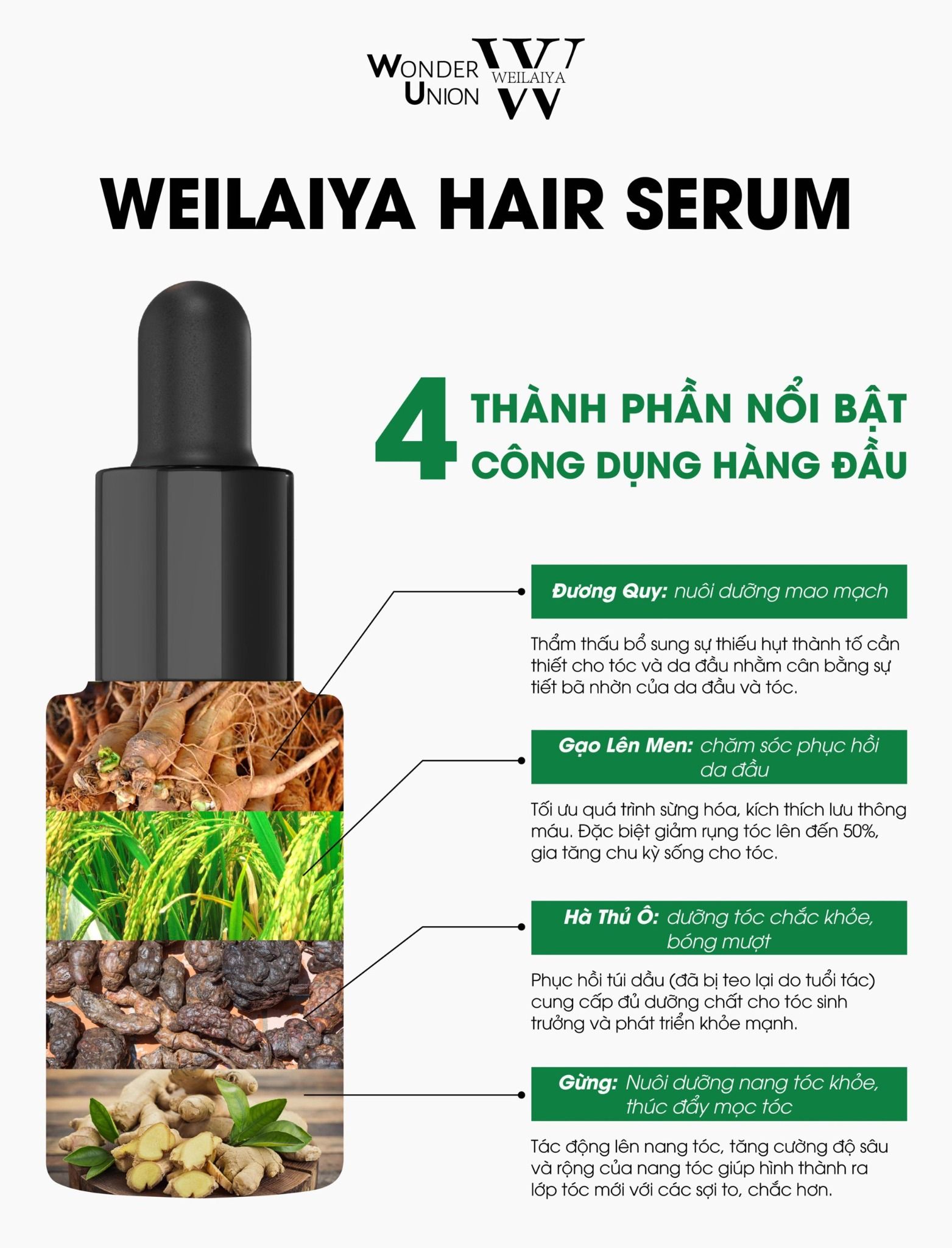 Serum kích mọc và làm dày tóc Weilaiya Ginger Hair Root Nourishing Essence