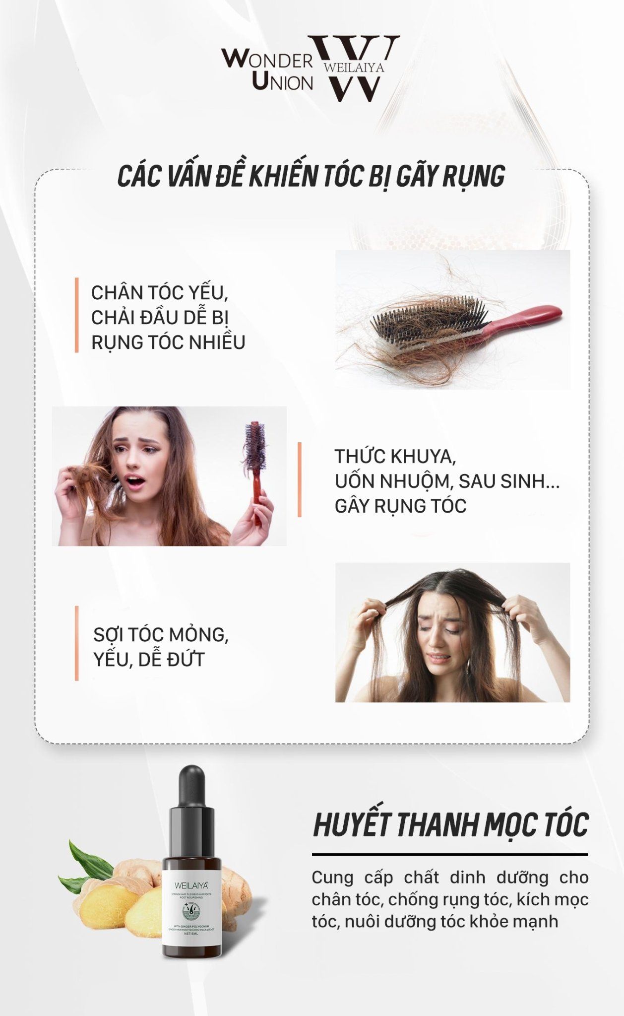Serum kích mọc và làm dày tóc Weilaiya Ginger Hair Root Nourishing Essence