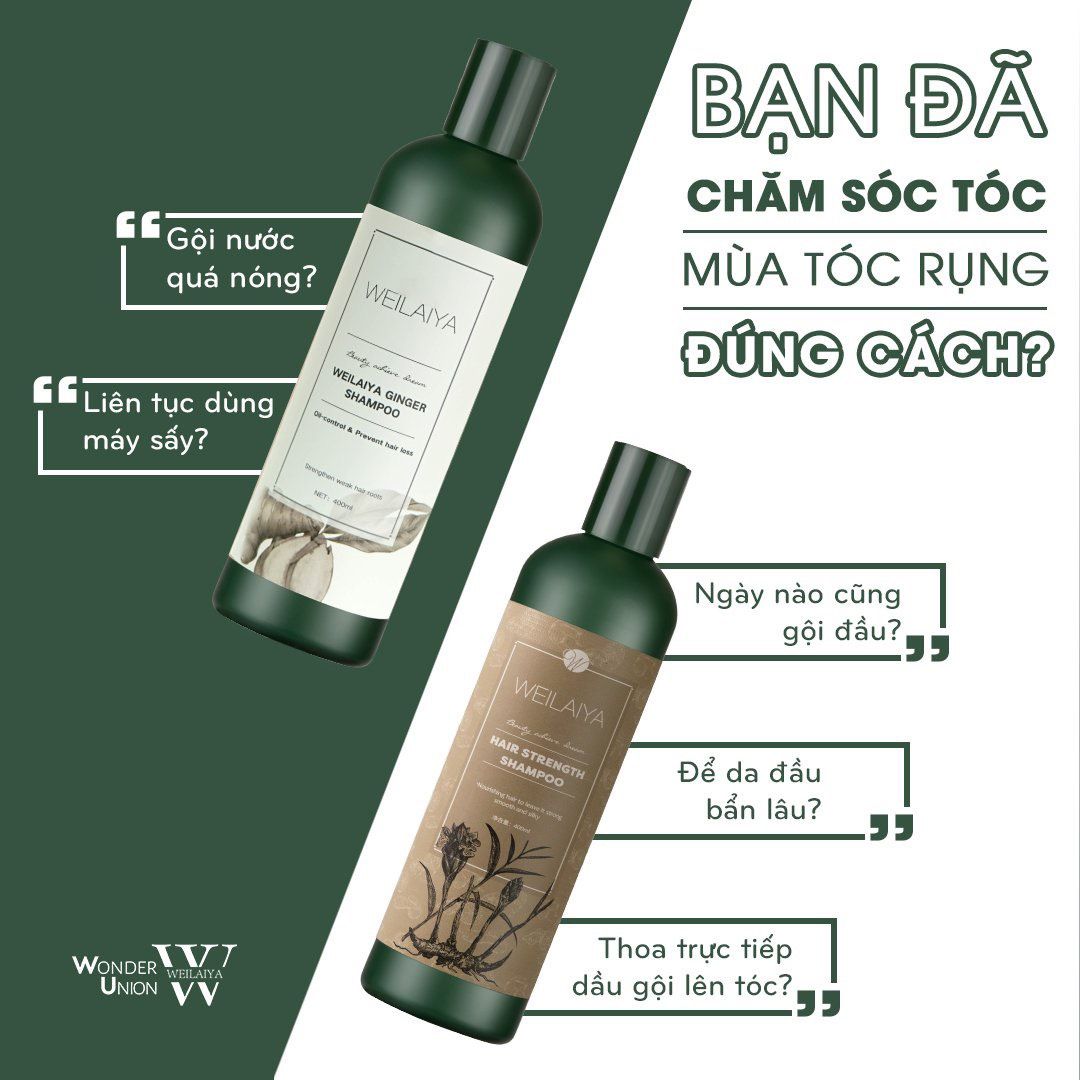 Combo 2 cặp dầu gội gừng giảm rụng tóc, kích thích mọc tóc Weilaiya
