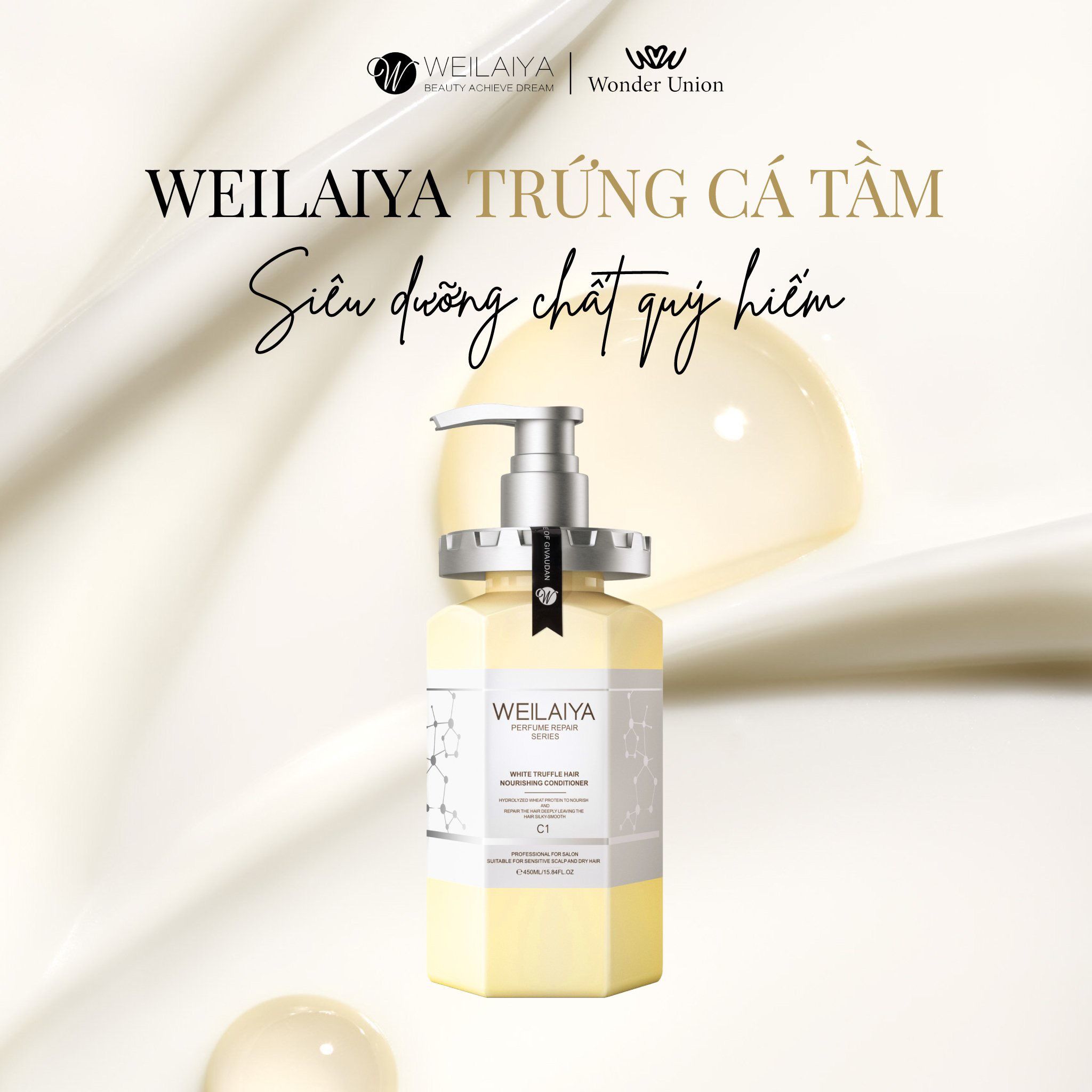 Dầu xả phục hồi đa tầng nấm truffle Weilaiya White Truffle Hair Nourishing Conditioner 450ml