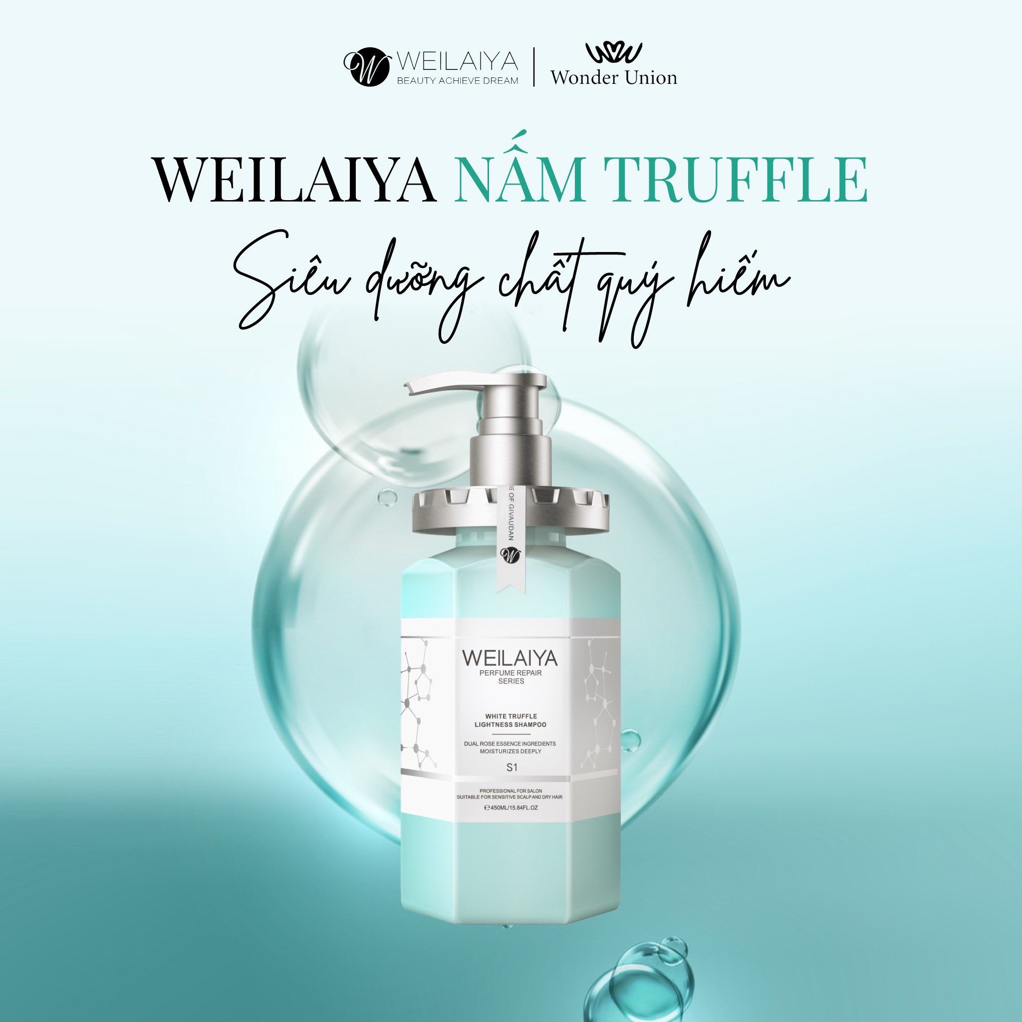 Dầu gội phục hồi đa tầng nấm truffle Weilaiya White Truffle Lightness Shampoo 450ml