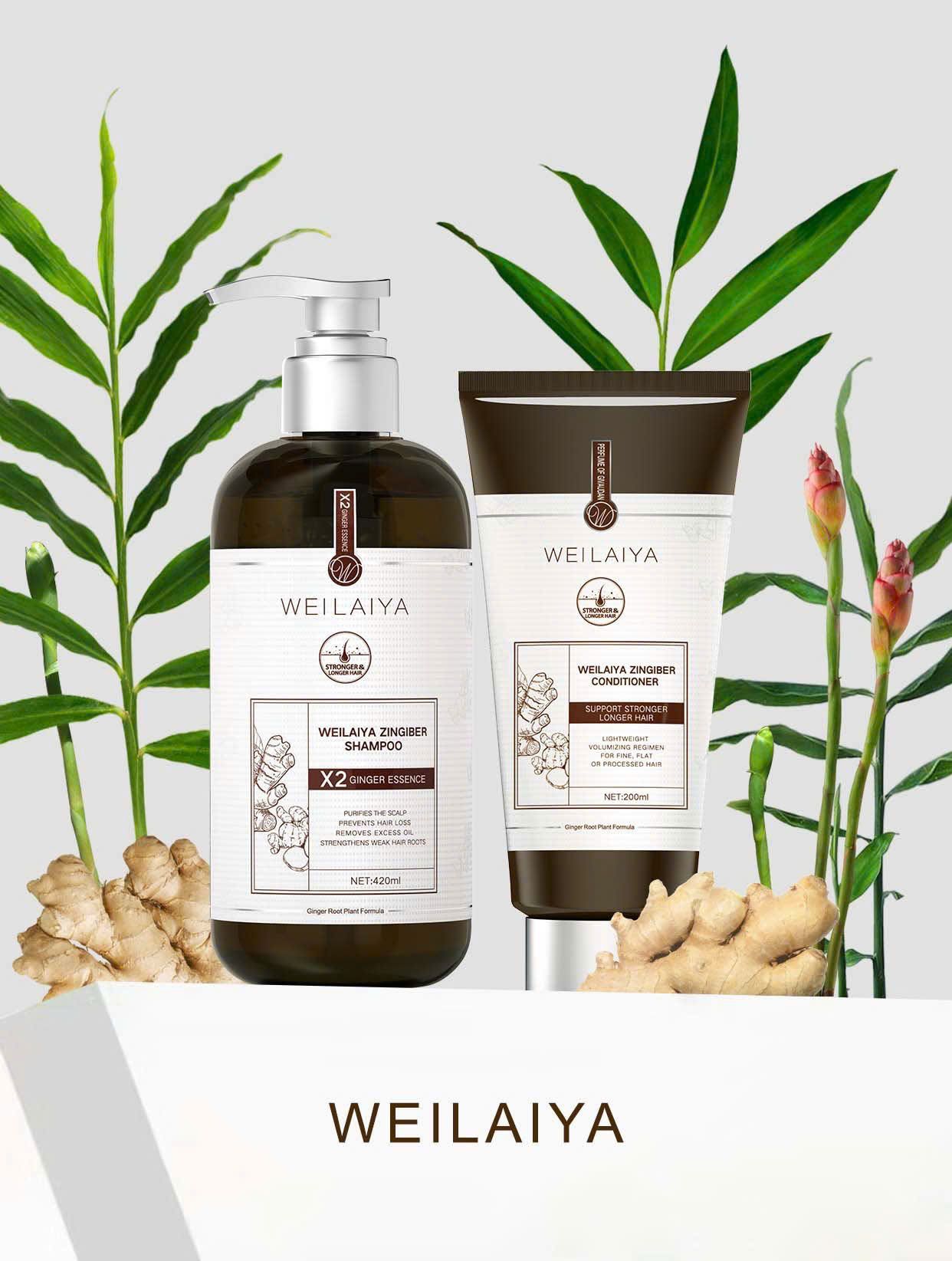 Bộ dầu gội gừng hỗ trợ mọc tóc và chống lão hóa da đầu Weilaiya Luxury 420mlx200ml