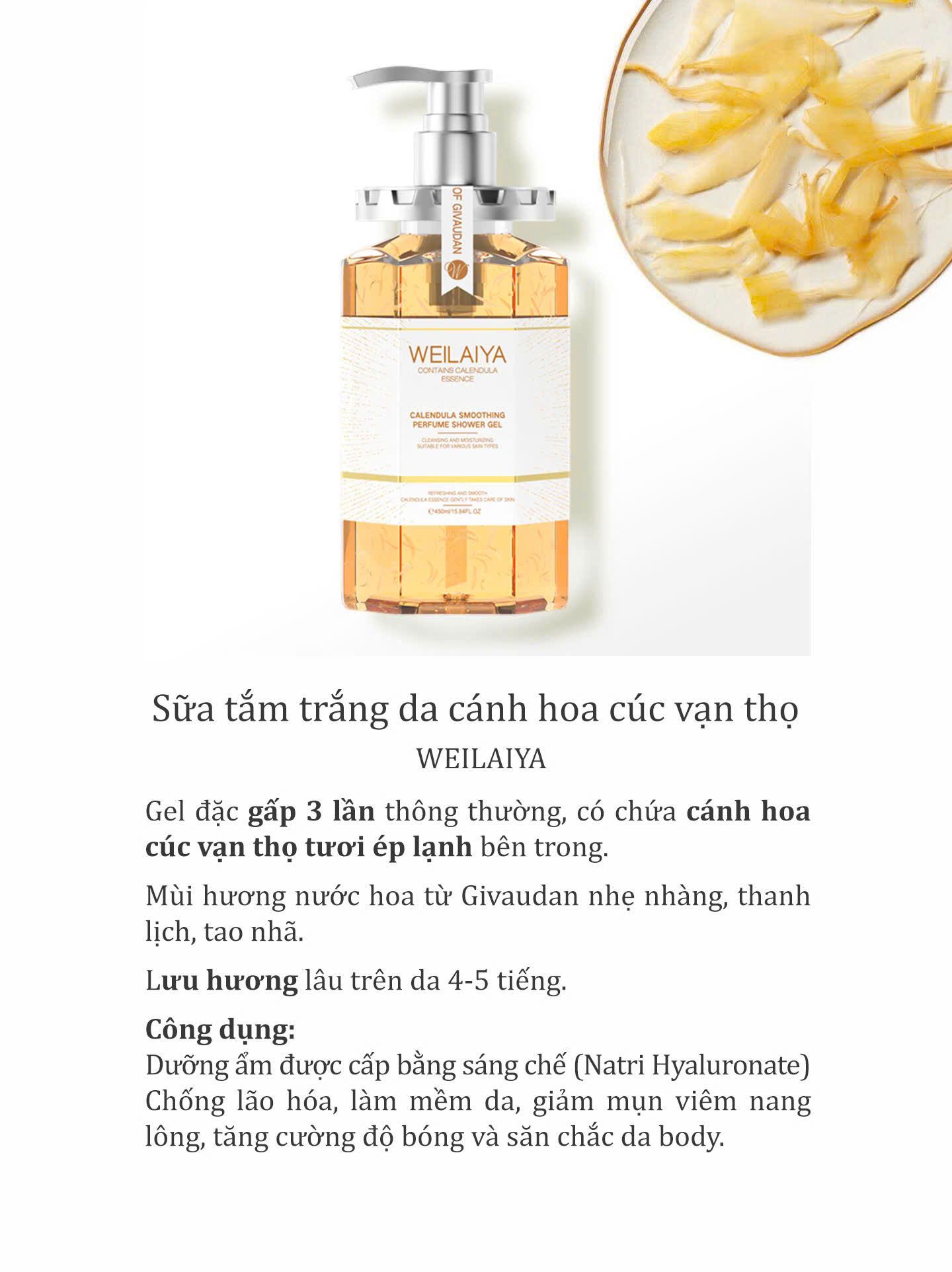 Sữa tắm trắng da cánh hoa cúc vạn thọ 450ml
