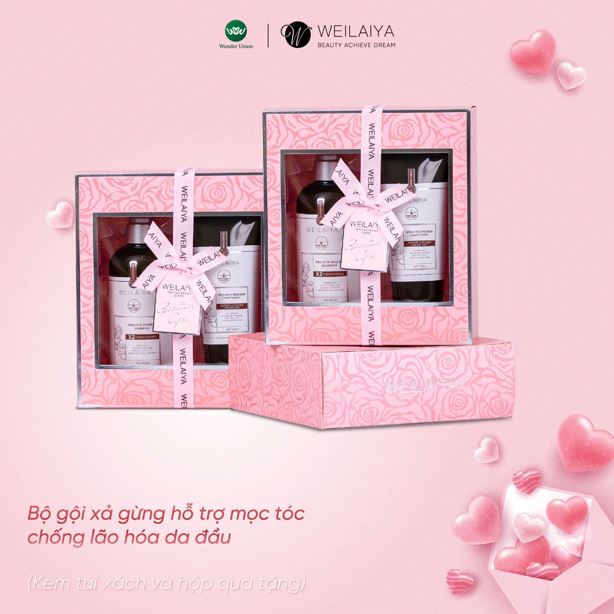Hộp quà PINK ROSE 1 cặp gừng thảo mộc