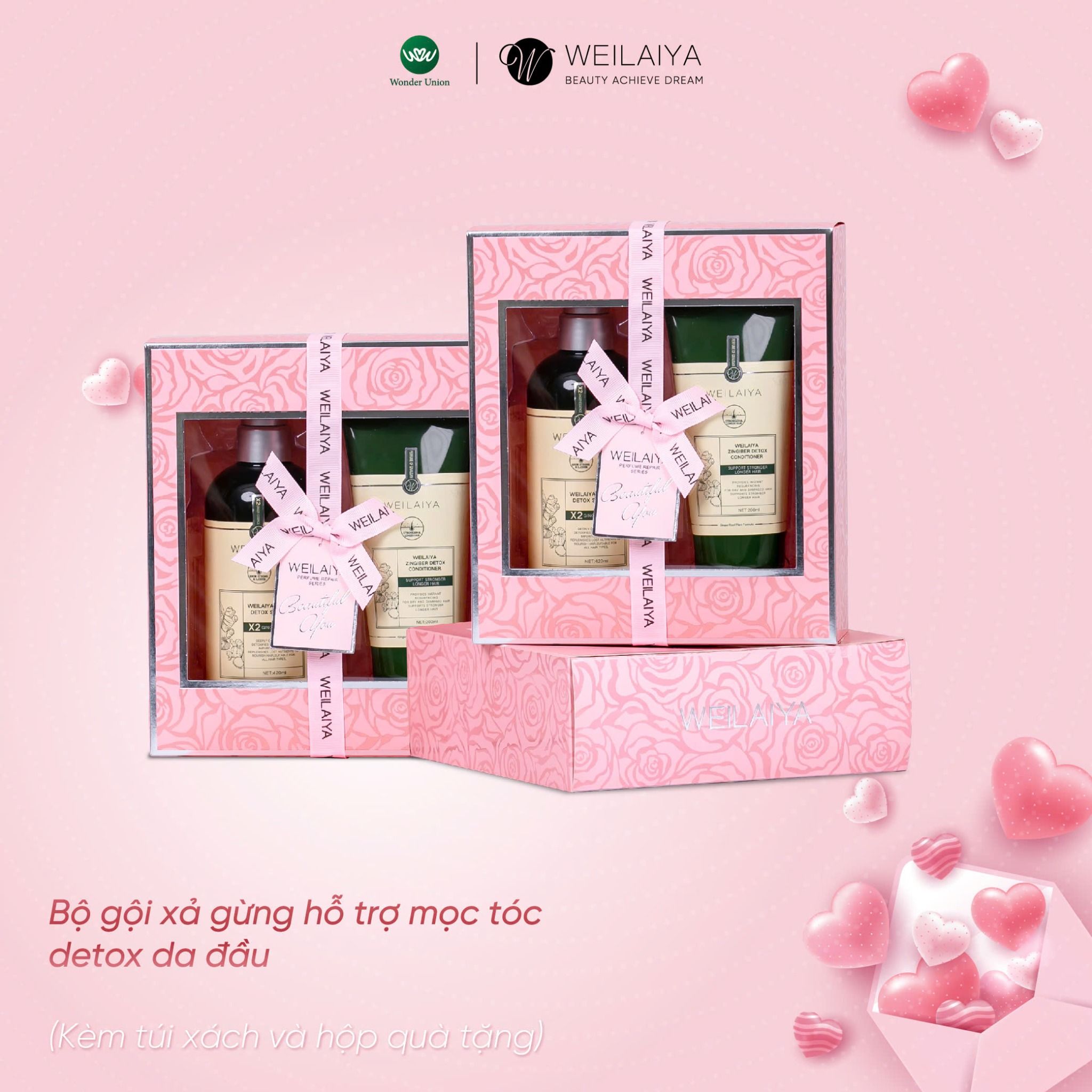 Hộp quà PINK ROSE 1 cặp gừng detox