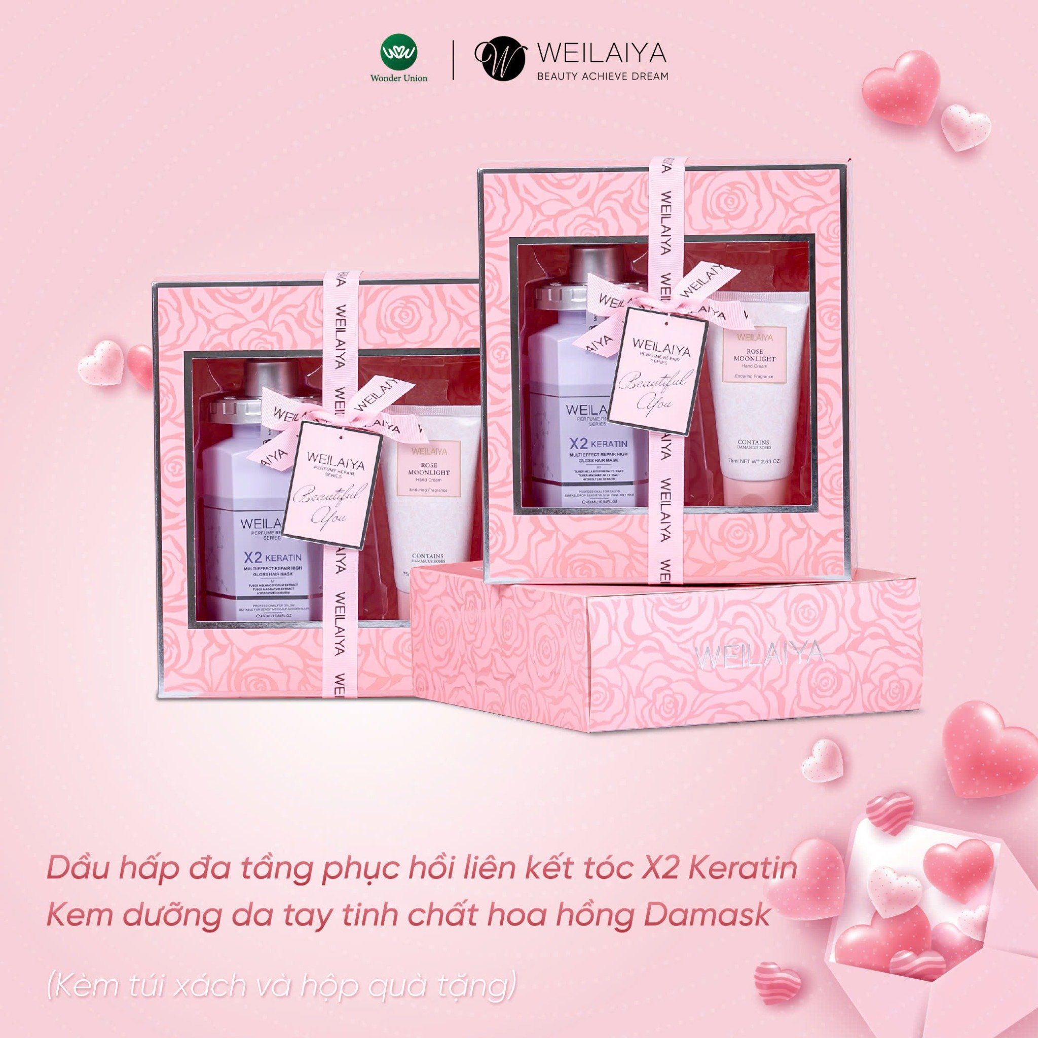 Hộp quà PINK ROSE 1 dầu hấp + Kem tay
