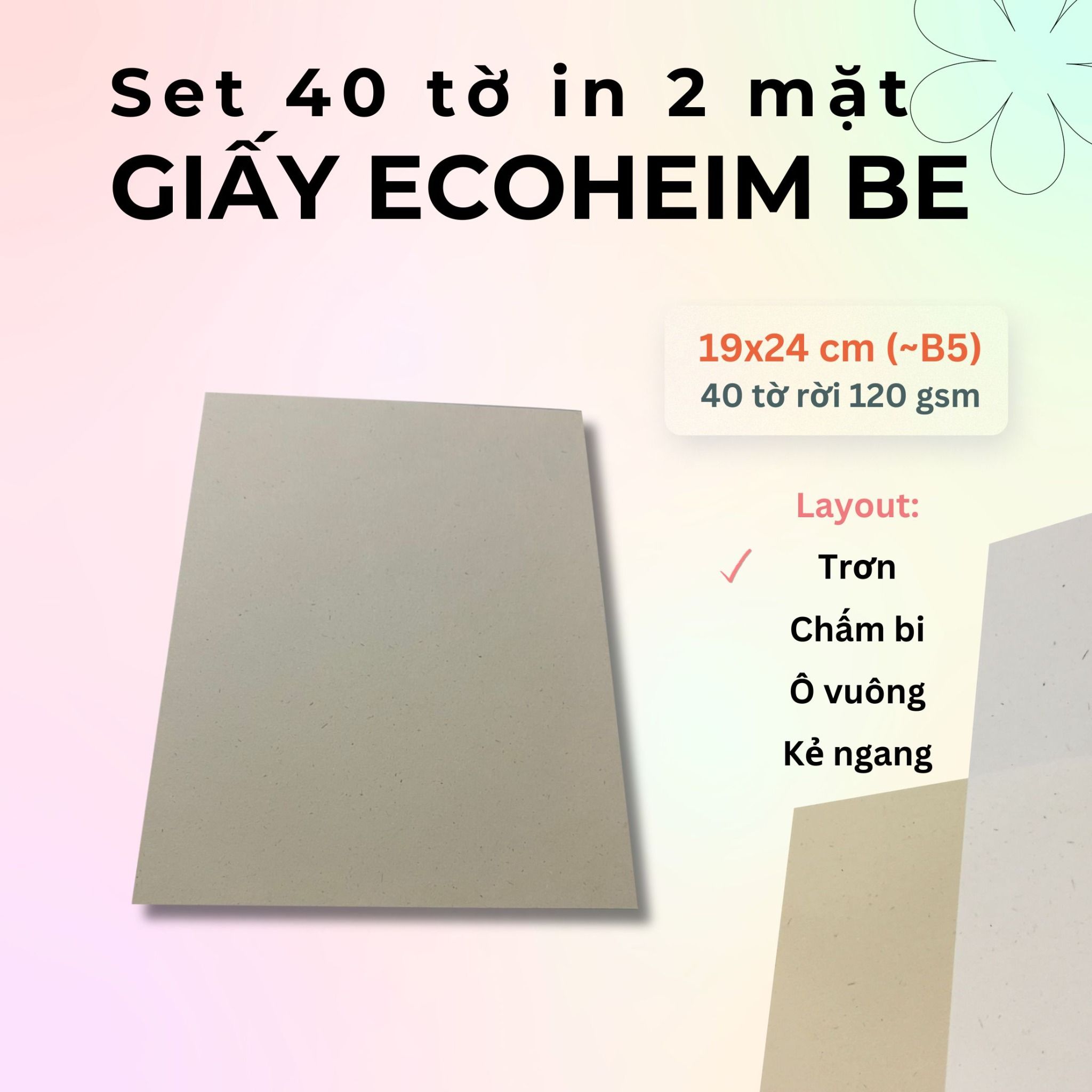 40 tờ Giấy Mỹ Thuật Vintage Ecoheim vẽ phác thảo / luyện chữ calligraphy (dip pen) 120gsm 19x24 cm (xấp xỉ B5)