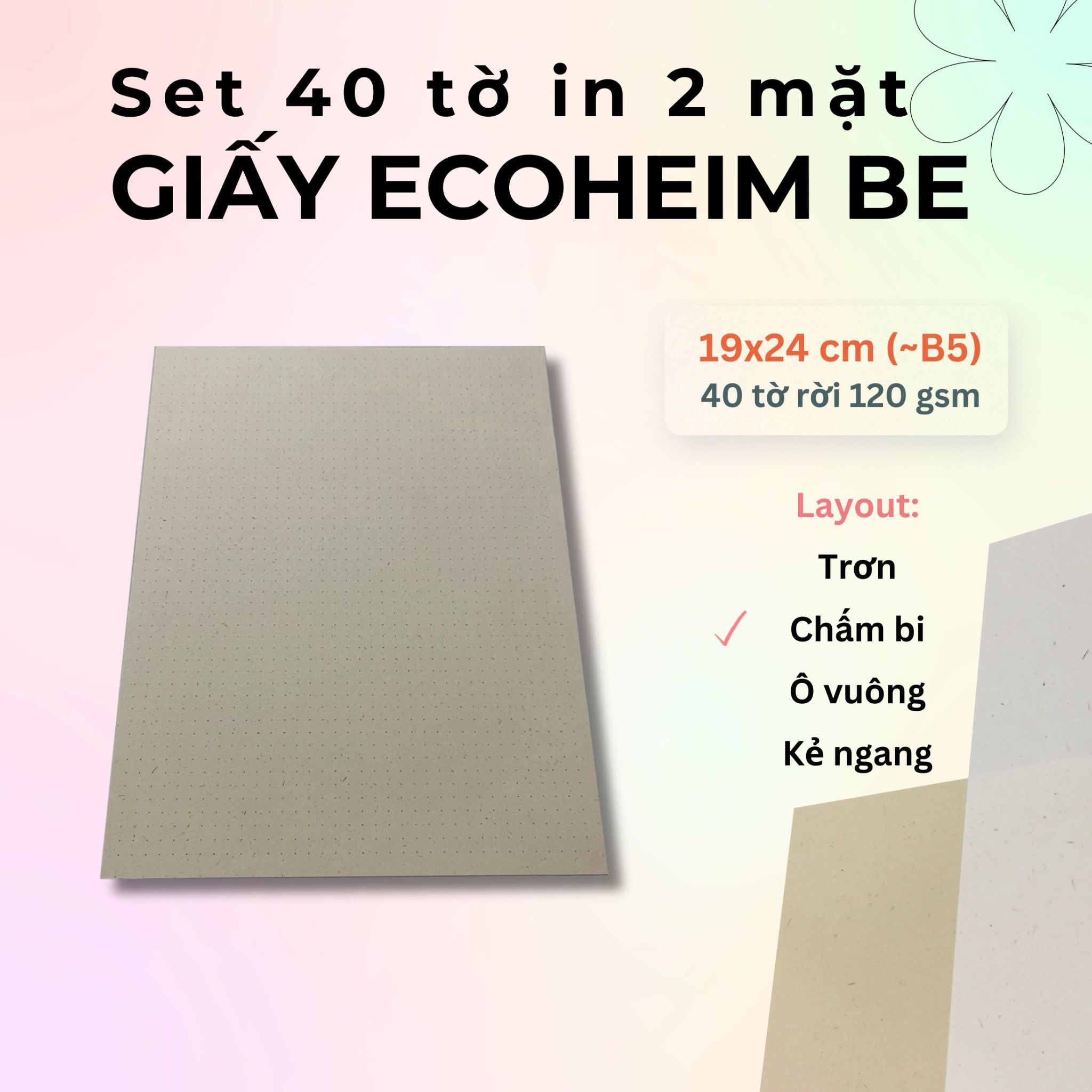 40 tờ Giấy Mỹ Thuật Vintage Ecoheim vẽ phác thảo / luyện chữ calligraphy (dip pen) 120gsm 19x24 cm (xấp xỉ B5)