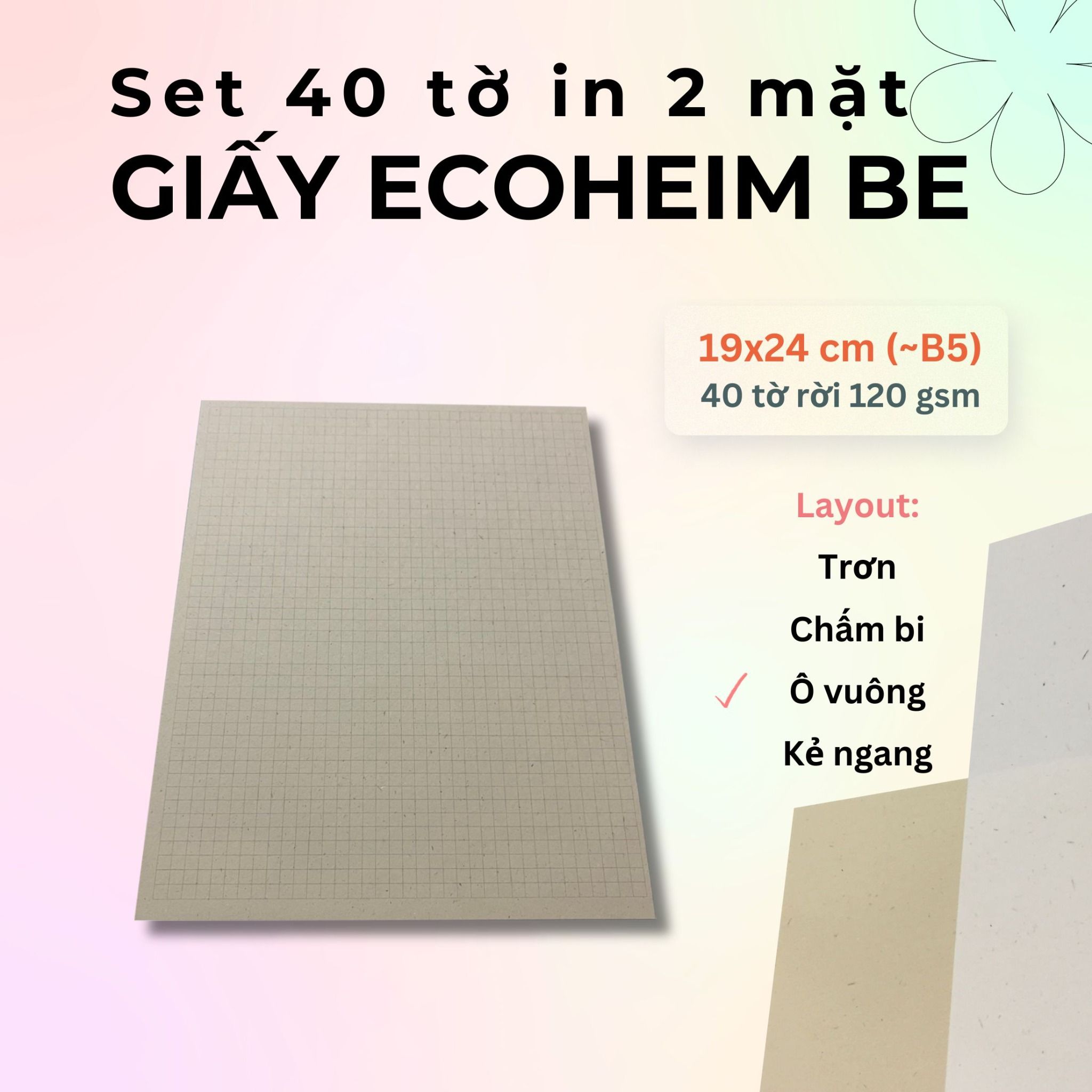 40 tờ Giấy Mỹ Thuật Vintage Ecoheim vẽ phác thảo / luyện chữ calligraphy (dip pen) 120gsm 19x24 cm (xấp xỉ B5)