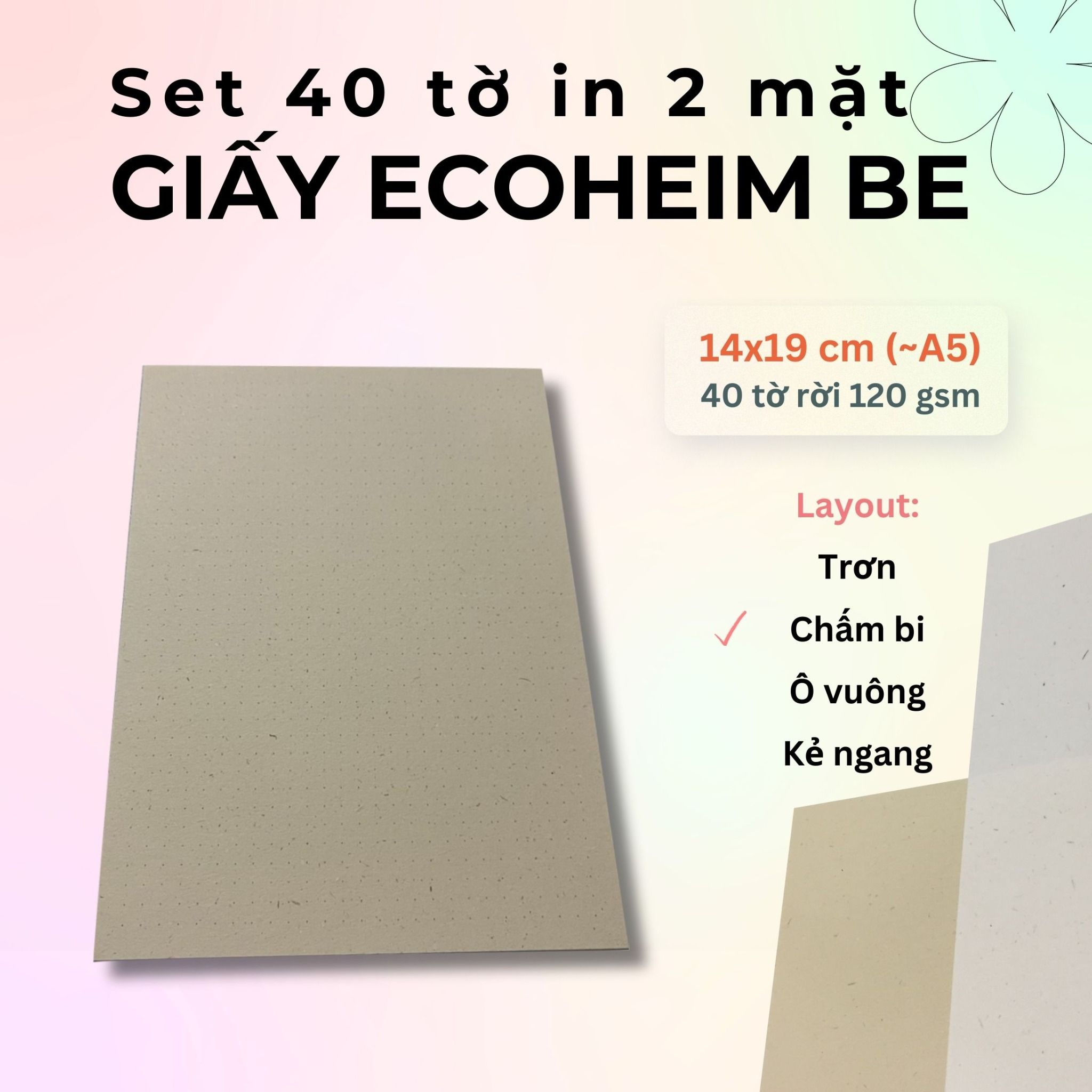 40 tờ Giấy Mỹ Thuật Vintage Ecoheim vẽ phác thảo / luyện chữ calligraphy (dip pen) 120gsm 14x19 cm (xấp xỉ A5)