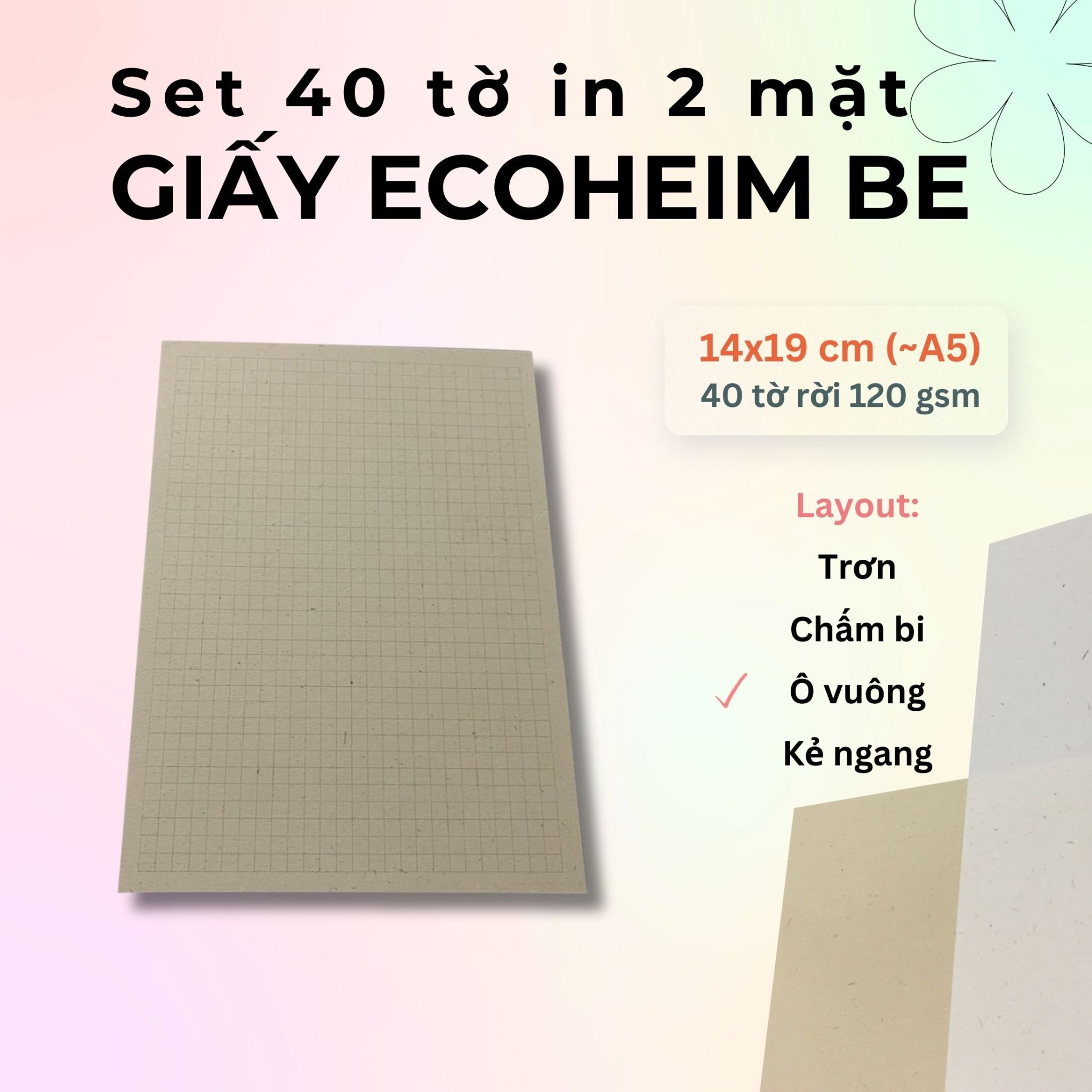 40 tờ Giấy Mỹ Thuật Vintage Ecoheim vẽ phác thảo / luyện chữ calligraphy (dip pen) 120gsm 14x19 cm (xấp xỉ A5)