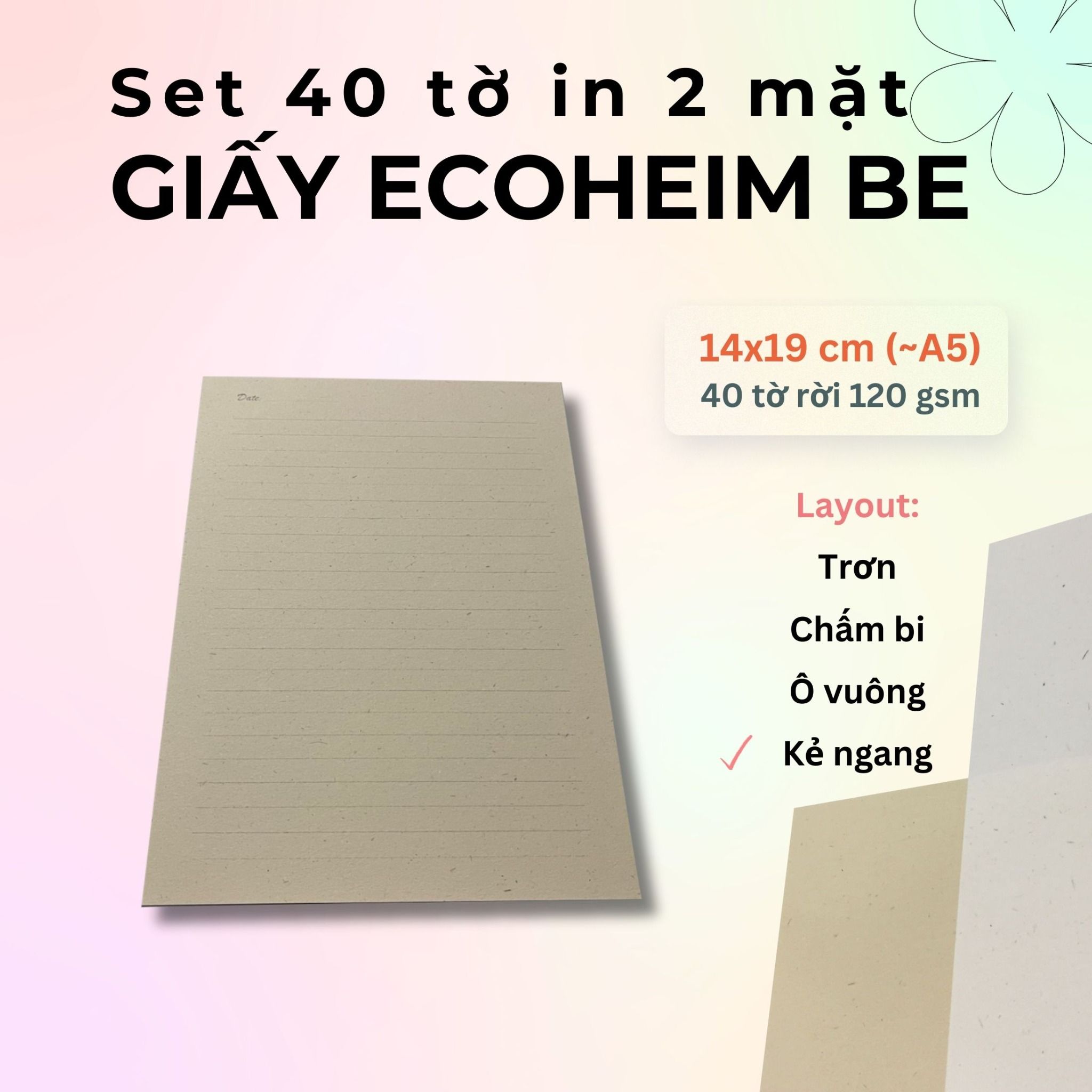 40 tờ Giấy Mỹ Thuật Vintage Ecoheim vẽ phác thảo / luyện chữ calligraphy (dip pen) 120gsm 14x19 cm (xấp xỉ A5)