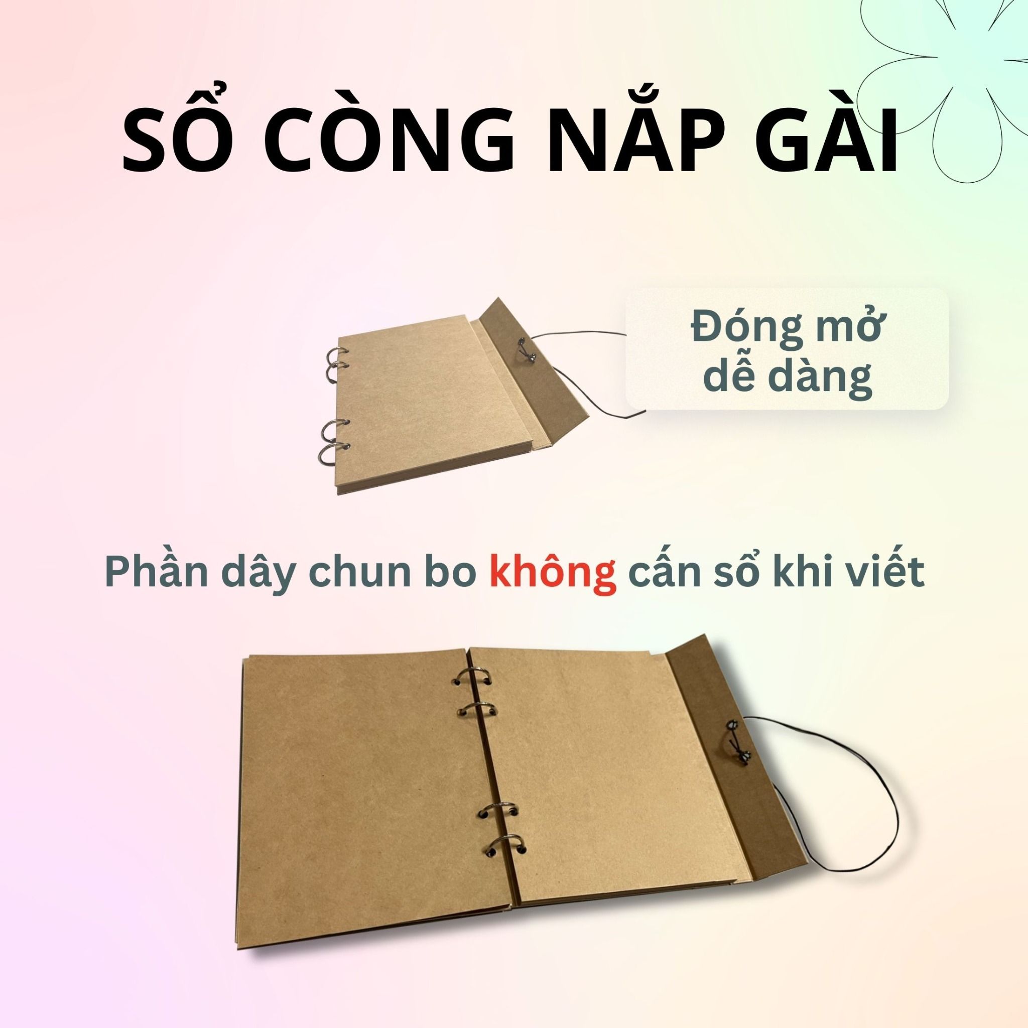 Sổ còng Sketchbook bìa bồi nắp gài - ruột giấy kraft