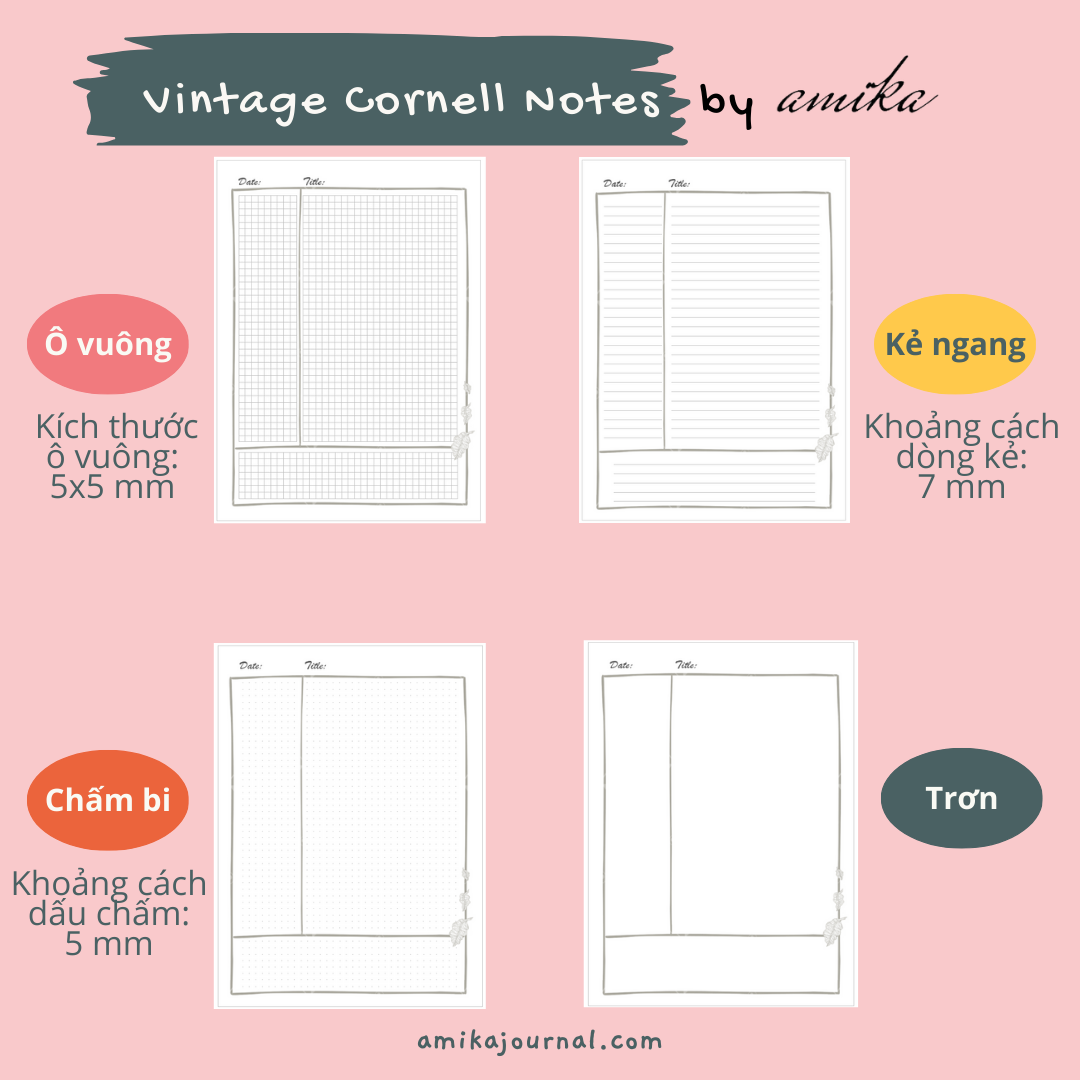 Sổ lò xo Vintage Cornell 20,5x28 cm (xấp xỉ A4) - Bìa trơn