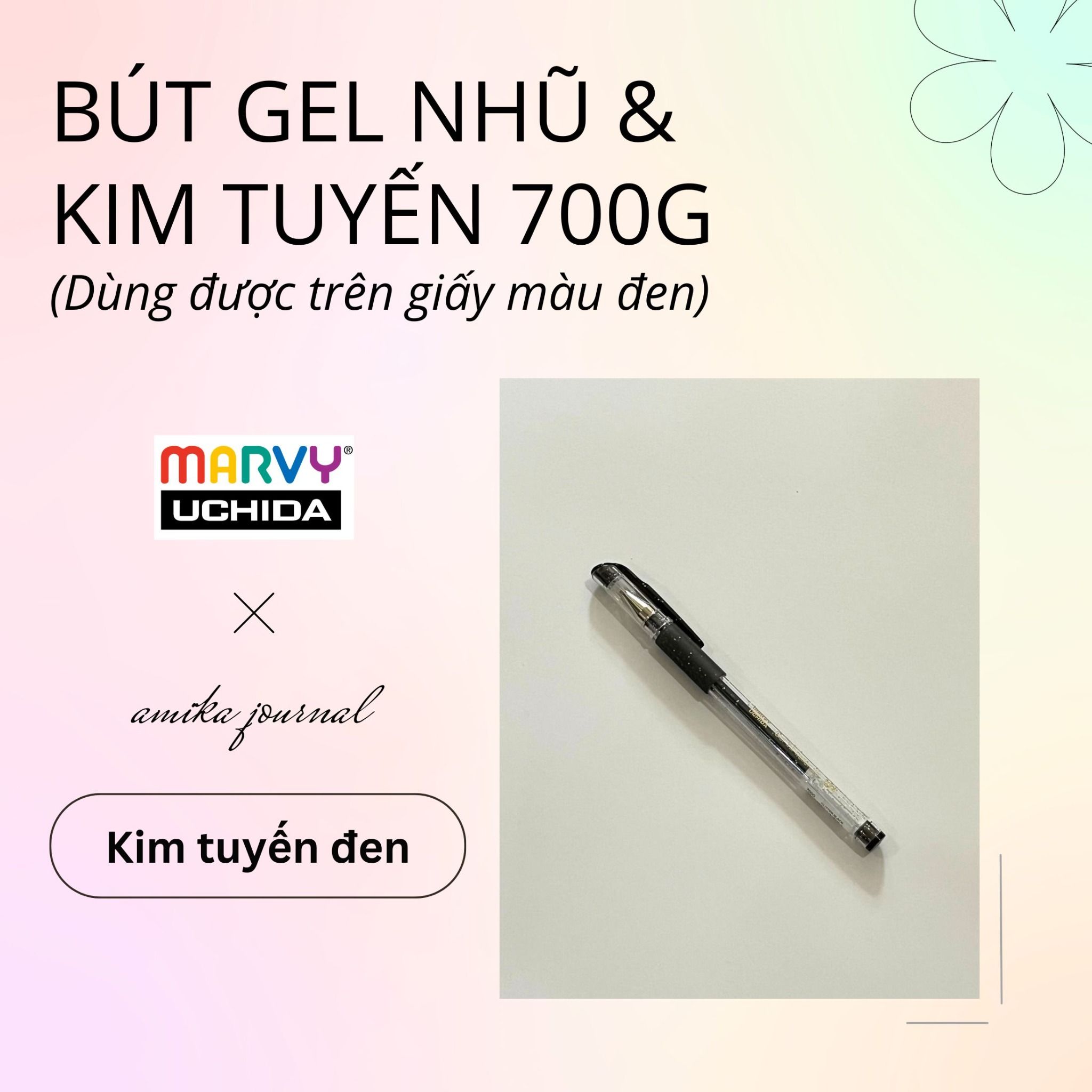 Bút gel có nắp Marvy Uchida 700G ngòi 0.7mm trang trí sổ tay, bullet journal, lưu bút, album