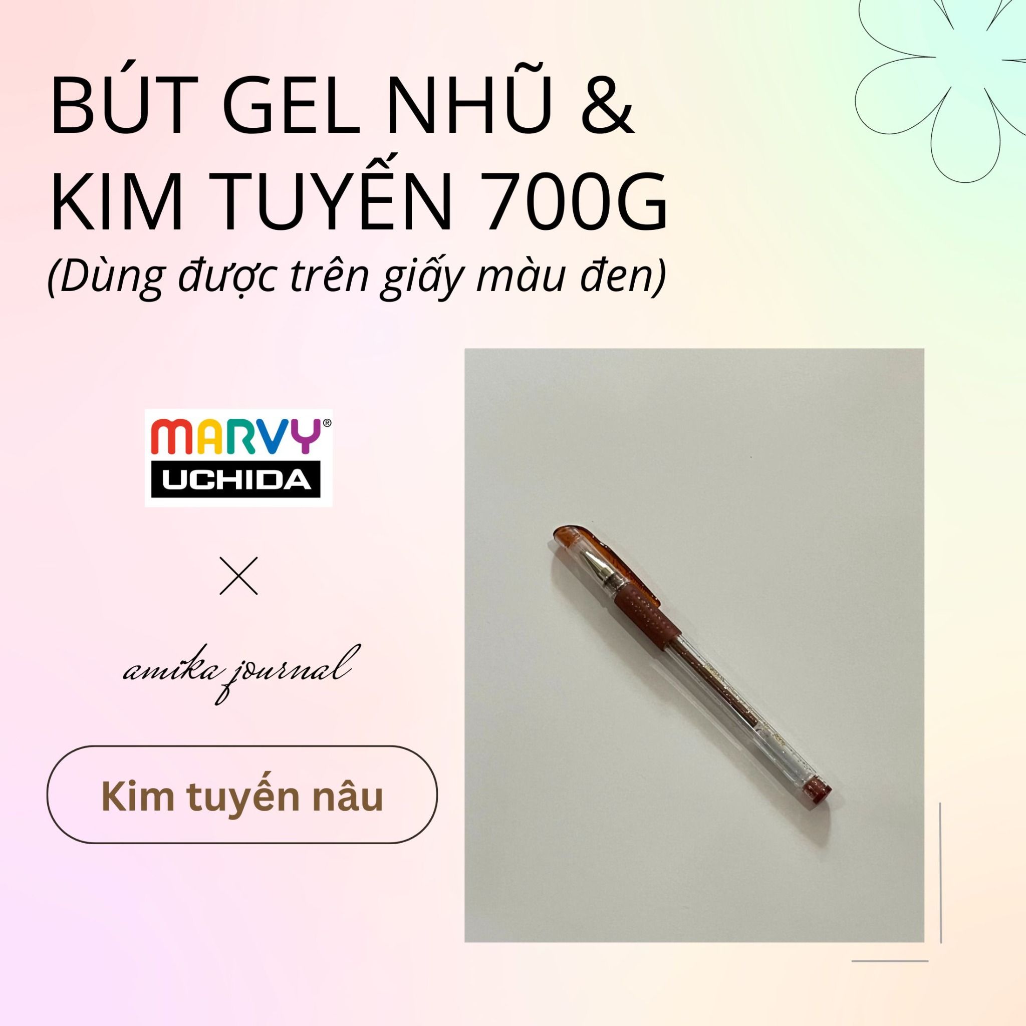Bút gel có nắp Marvy Uchida 700G ngòi 0.7mm trang trí sổ tay, bullet journal, lưu bút, album