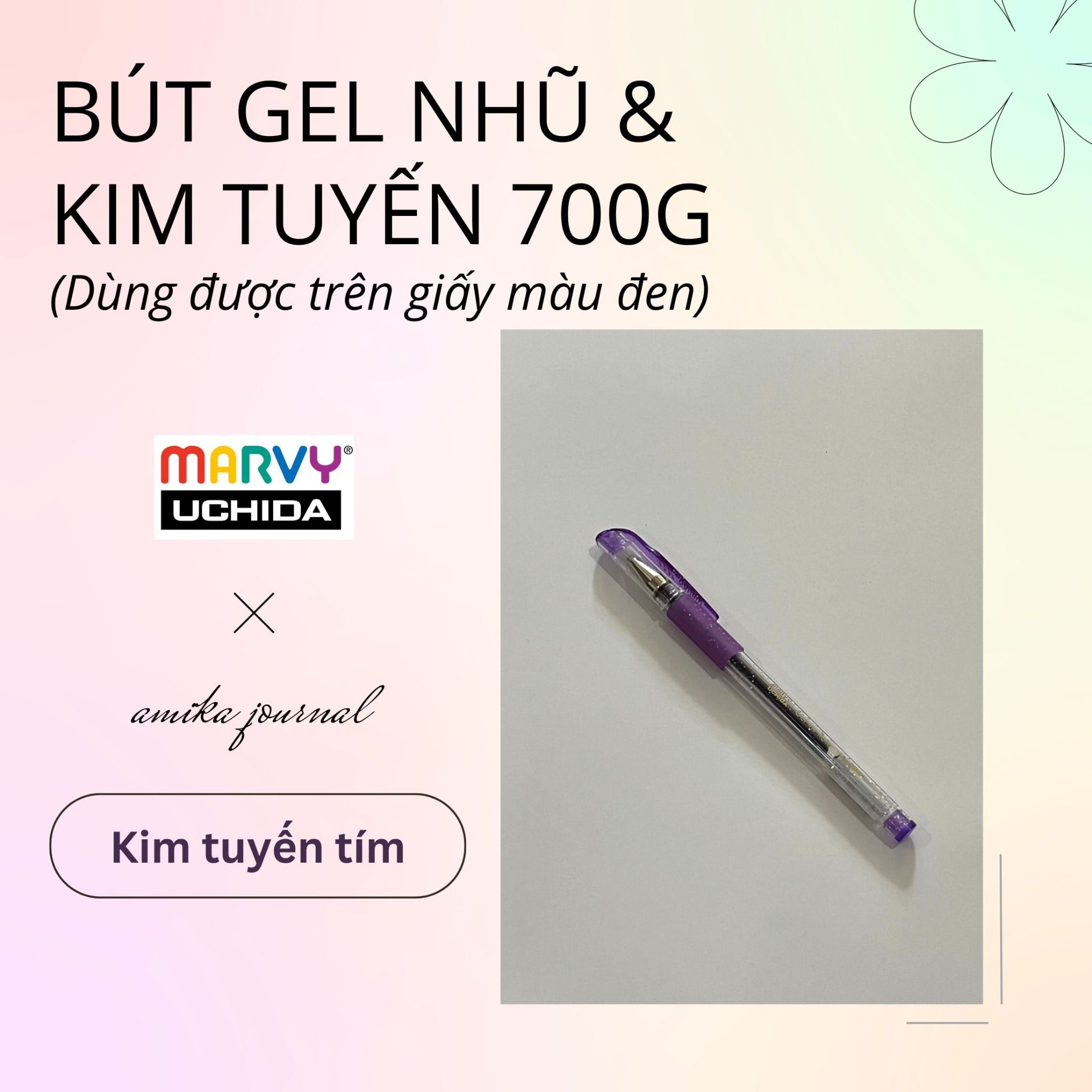 Bút gel có nắp Marvy Uchida 700G ngòi 0.7mm trang trí sổ tay, bullet journal, lưu bút, album
