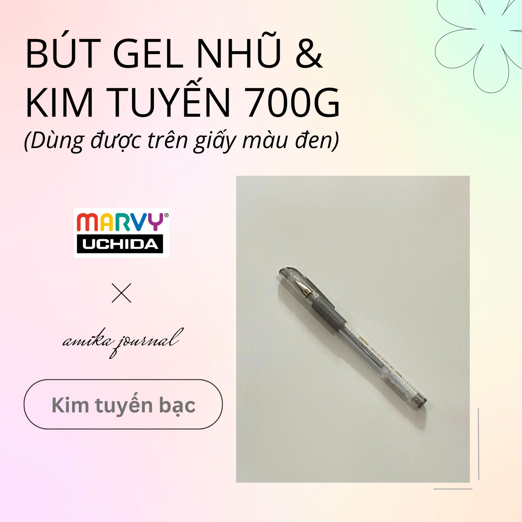 Bút gel có nắp Marvy Uchida 700G ngòi 0.7mm trang trí sổ tay, bullet journal, lưu bút, album