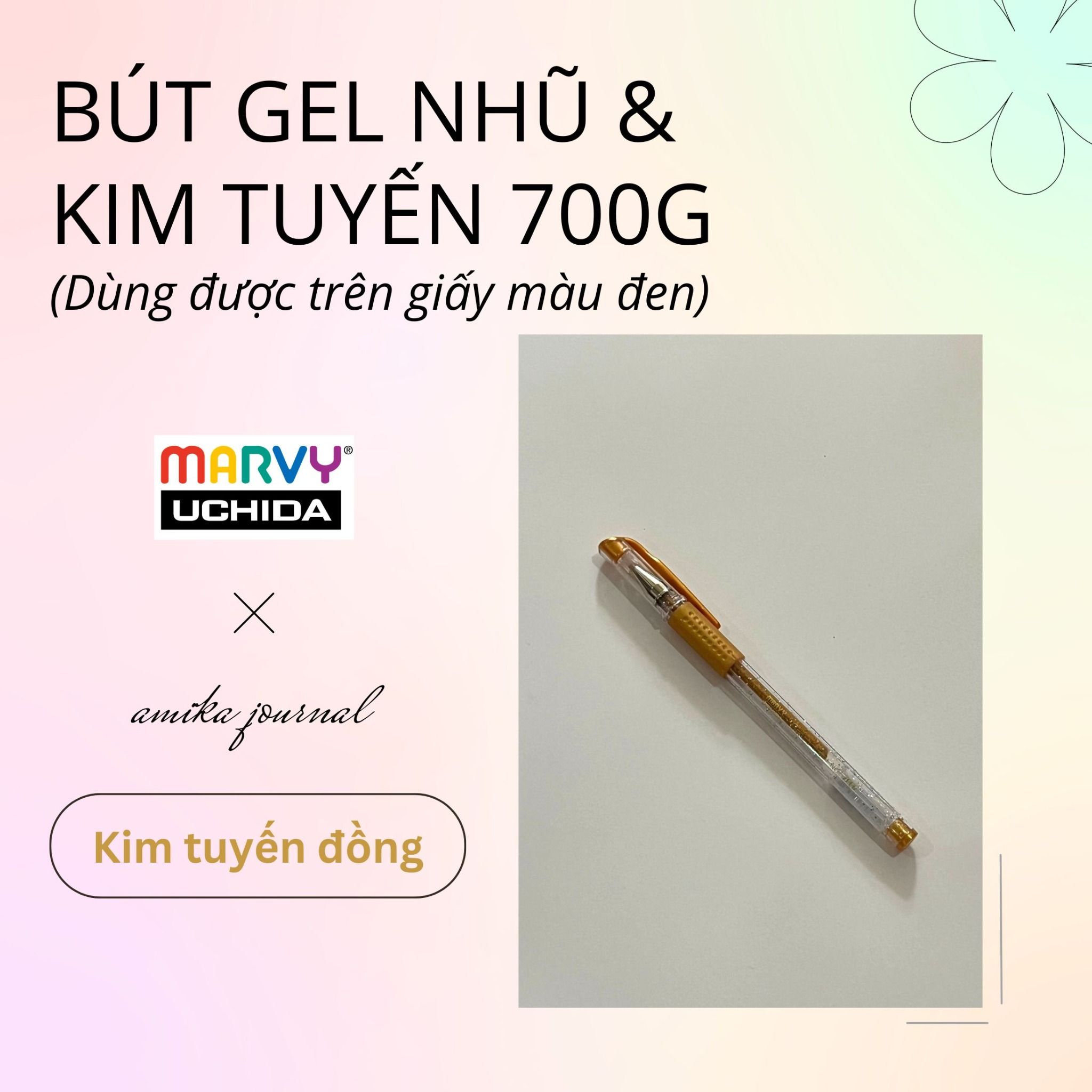 Bút gel có nắp Marvy Uchida 700G ngòi 0.7mm trang trí sổ tay, bullet journal, lưu bút, album