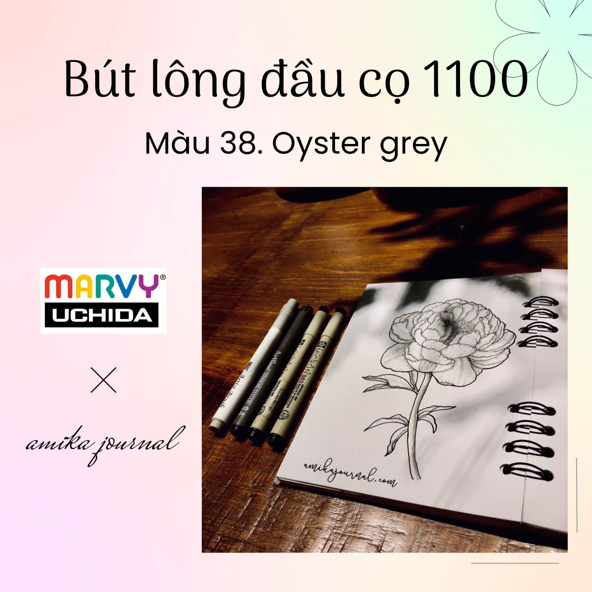 Bút lông đầu cọ mềm Marvy 1100 trang trí sổ tay, bullet journal, lưu bút, calligraphy và vẽ