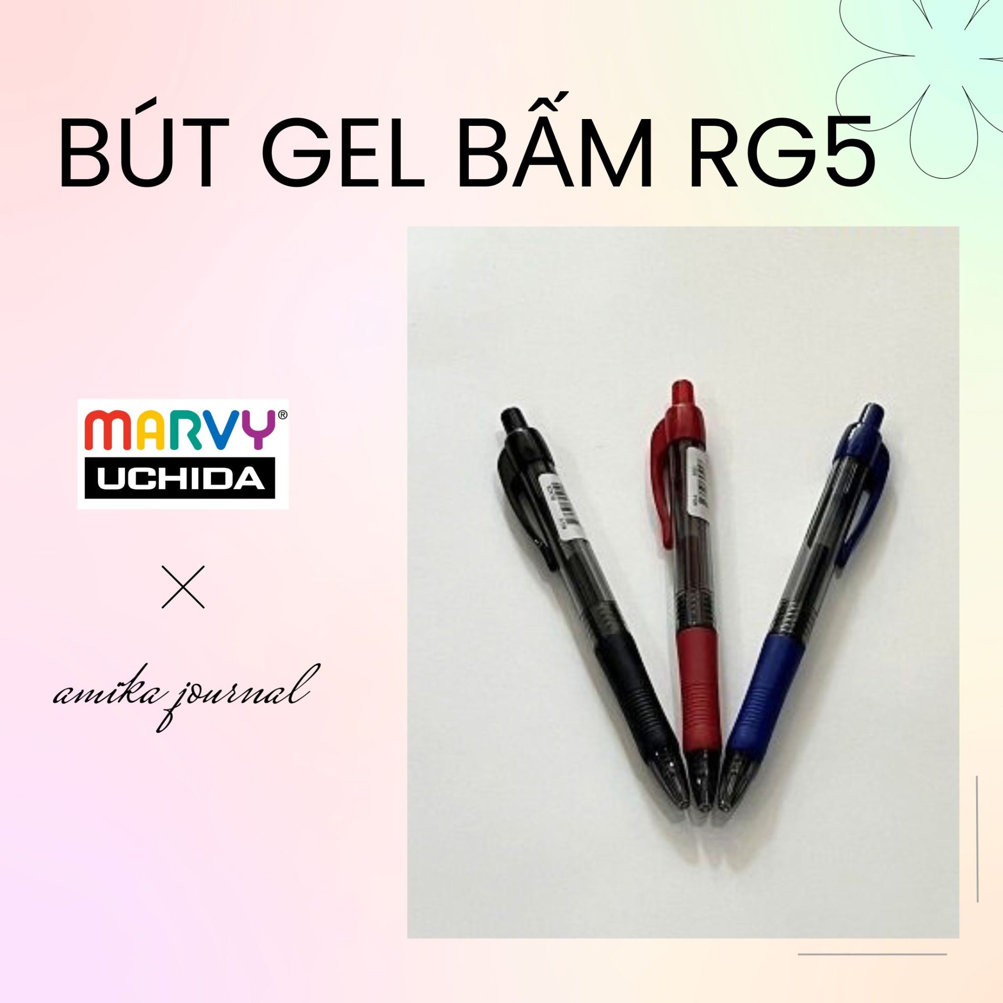 Bút gel bấm MARVY RG5 ngòi 0.5mm ghi chép thông dụng sổ tay, bullet journal, lưu bút