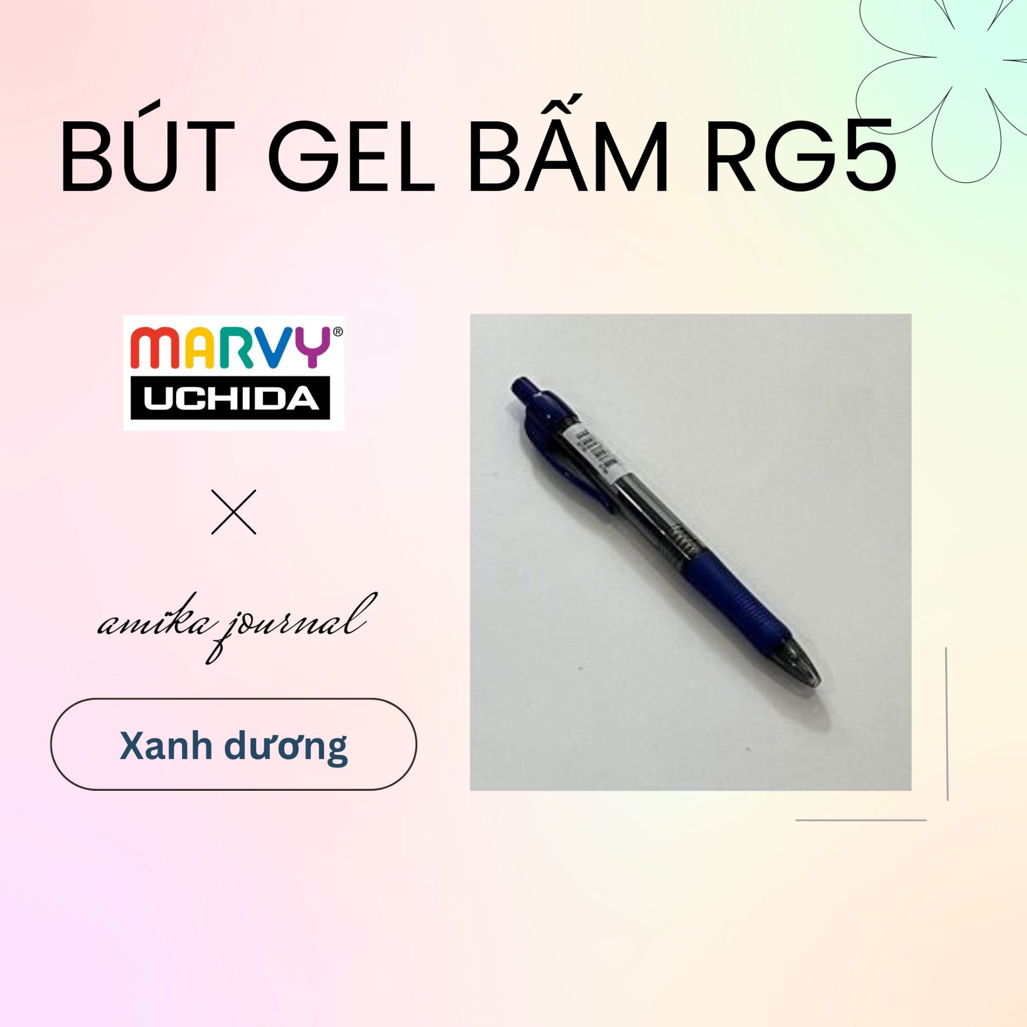 Bút gel bấm MARVY RG5 ngòi 0.5mm ghi chép thông dụng sổ tay, bullet journal, lưu bút