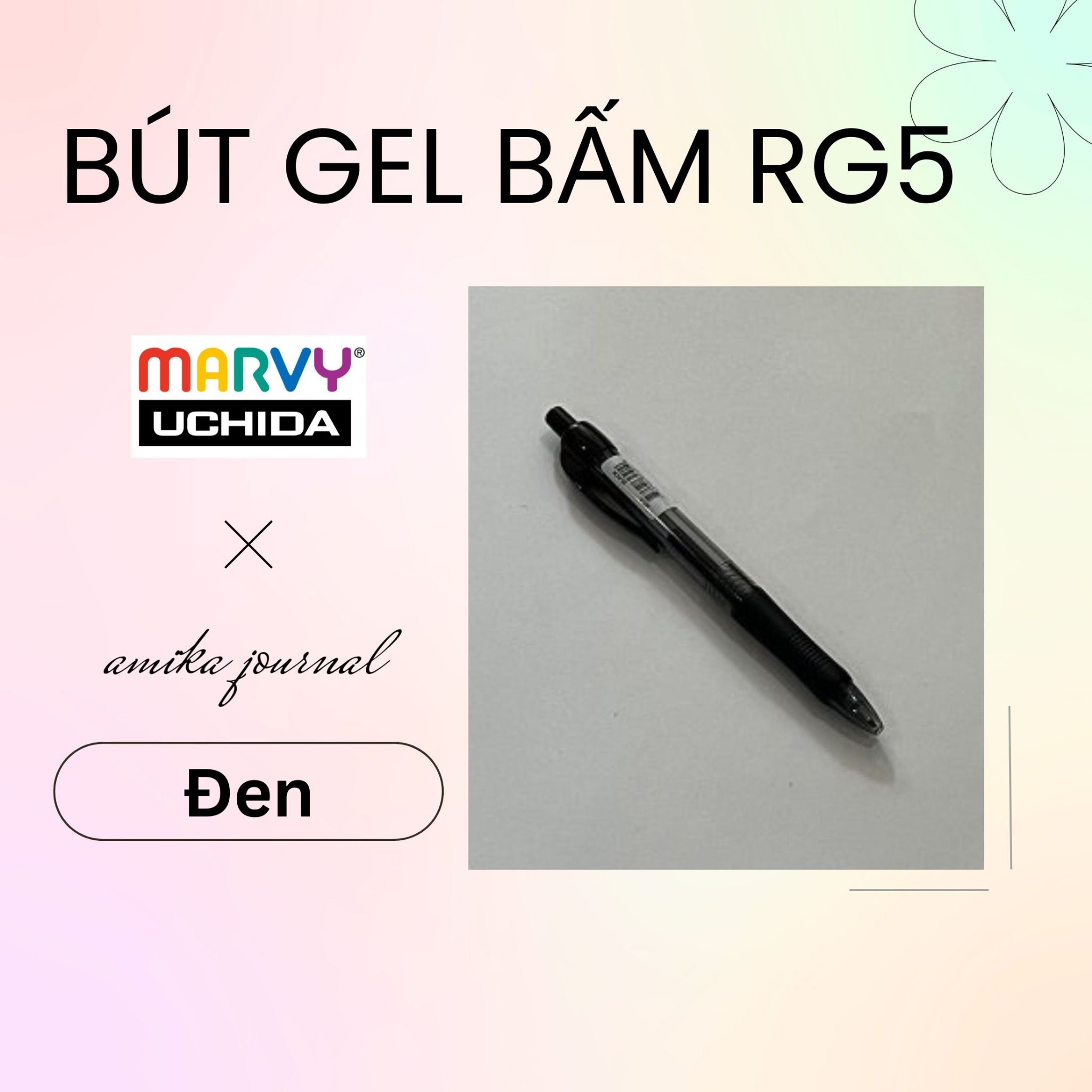 Bút gel bấm MARVY RG5 ngòi 0.5mm ghi chép thông dụng sổ tay, bullet journal, lưu bút