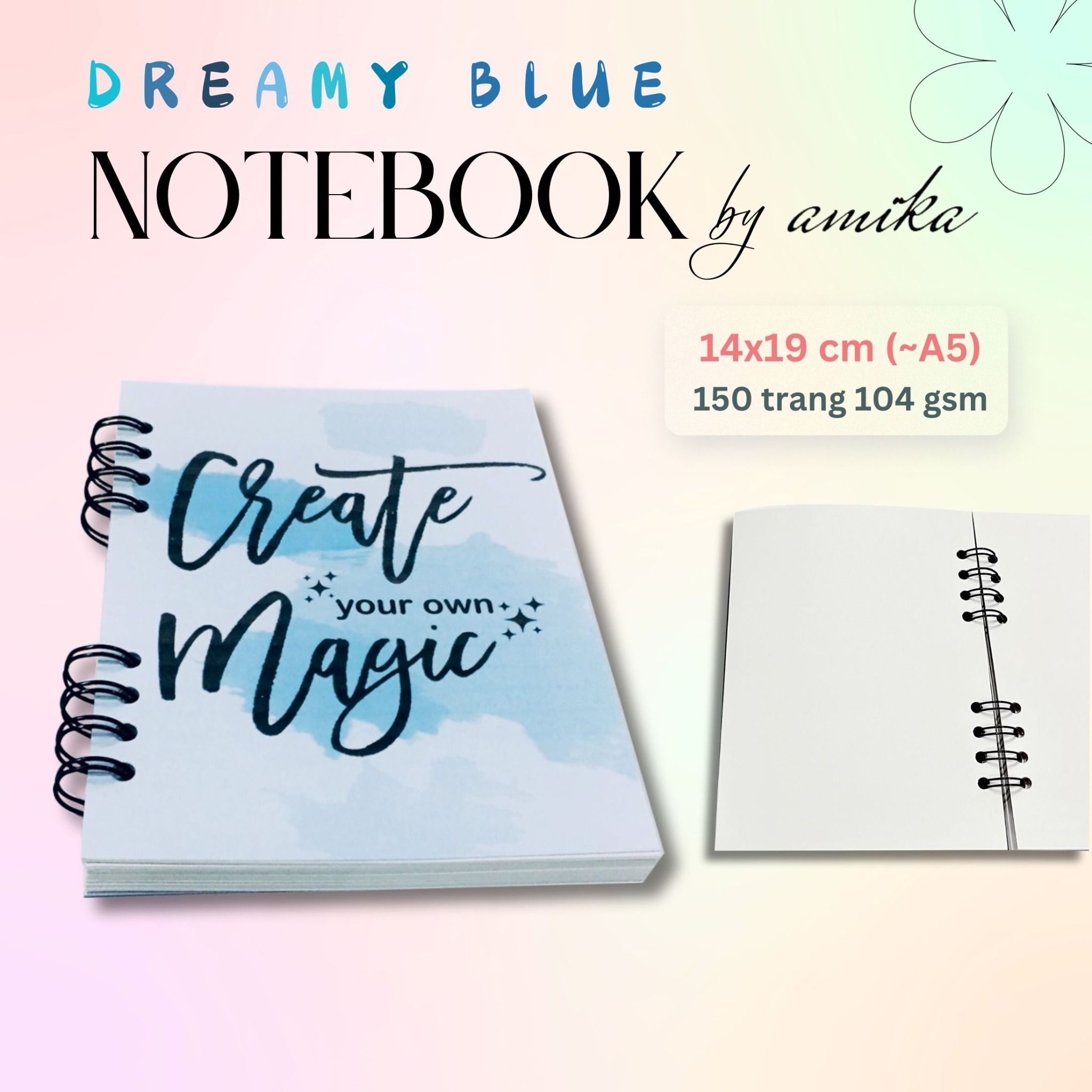 Sổ lò xo Dreamy Blue 14x19 cm (xấp xỉ A5)