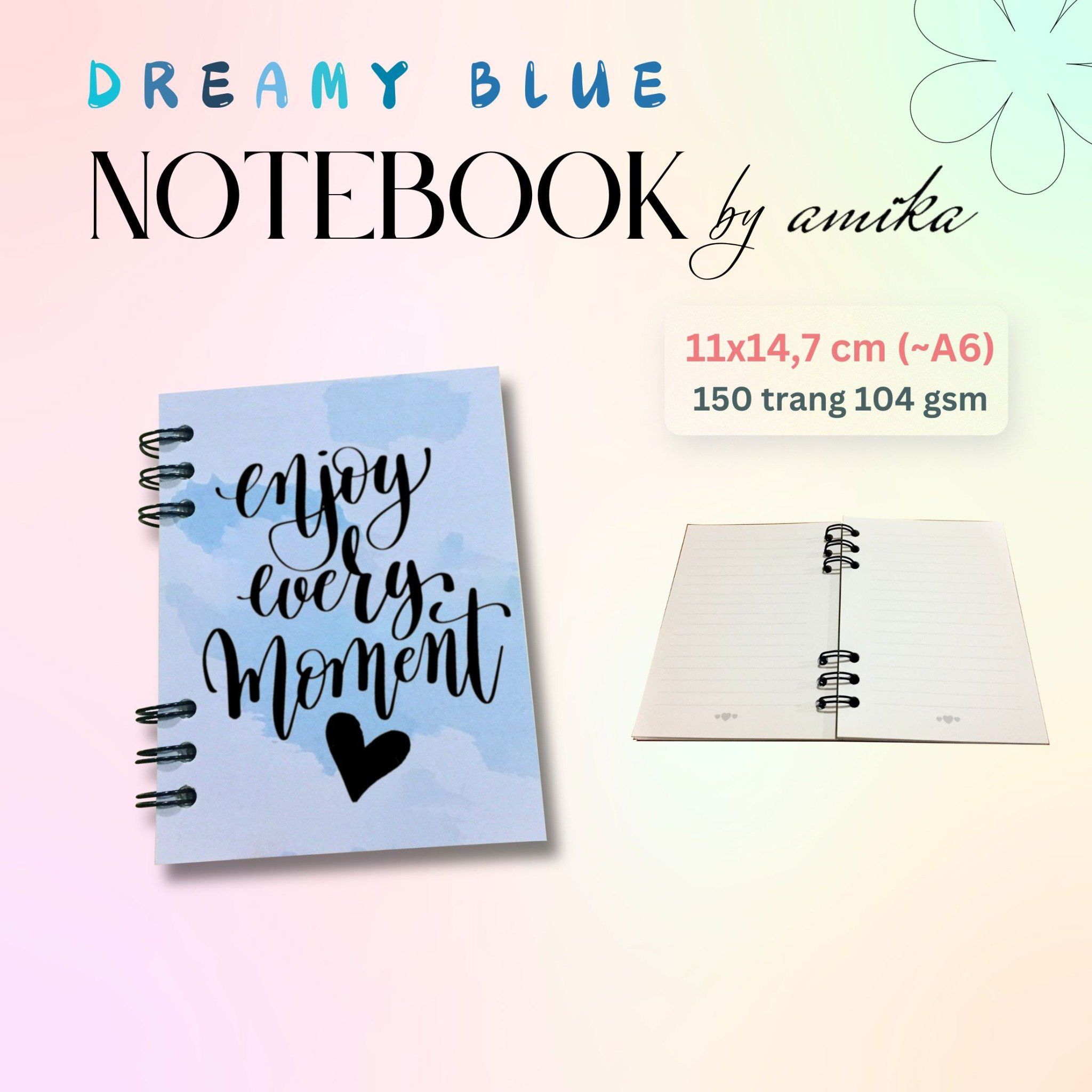 Sổ lò xo Dreamy Blue 11x14,7 cm (xấp xỉ A6)