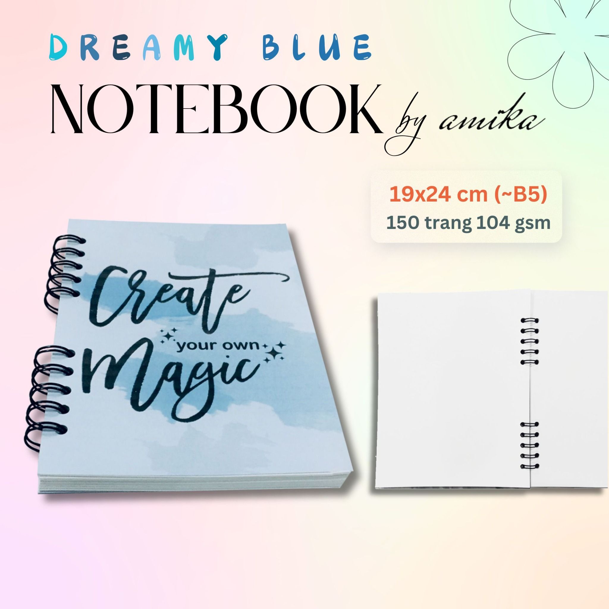 Sổ lò xo Dreamy Blue 19x24 cm (xấp xỉ B5)