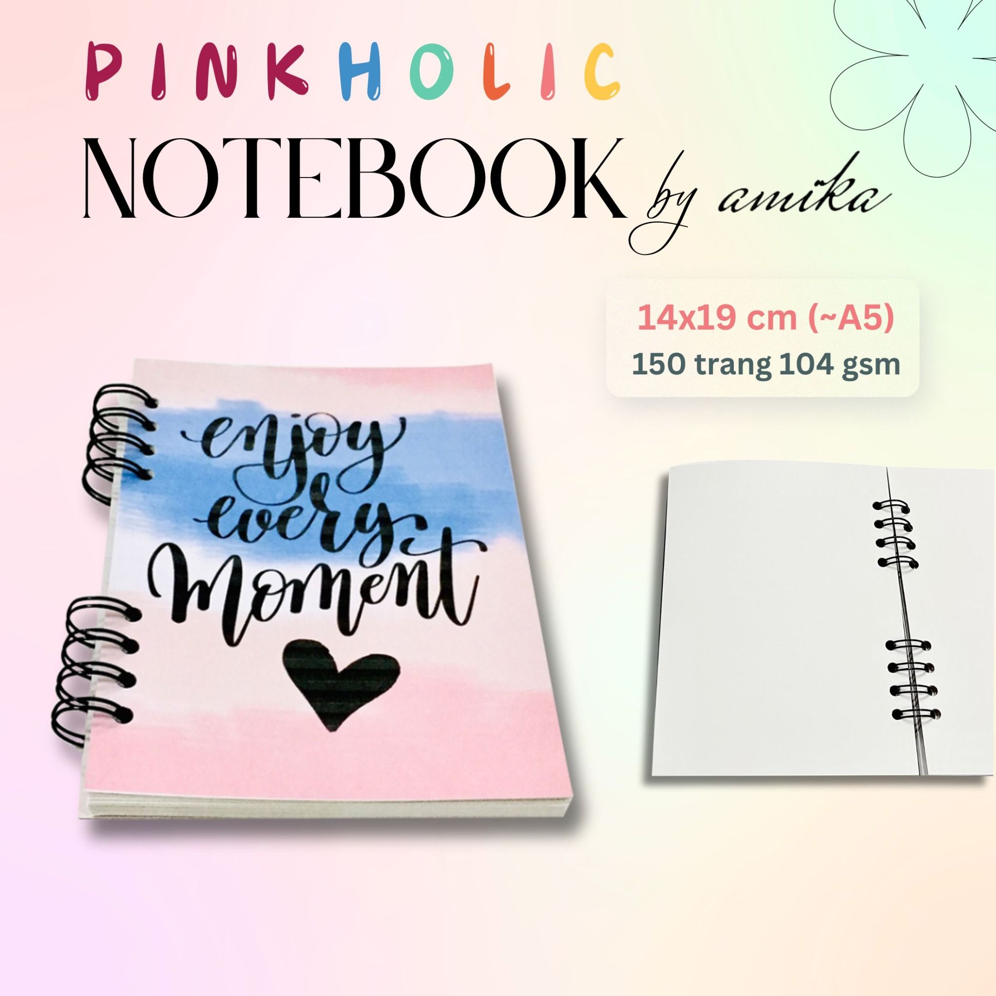 Sổ lò xo PinkHolic 14x19 cm (xấp xỉ A5)