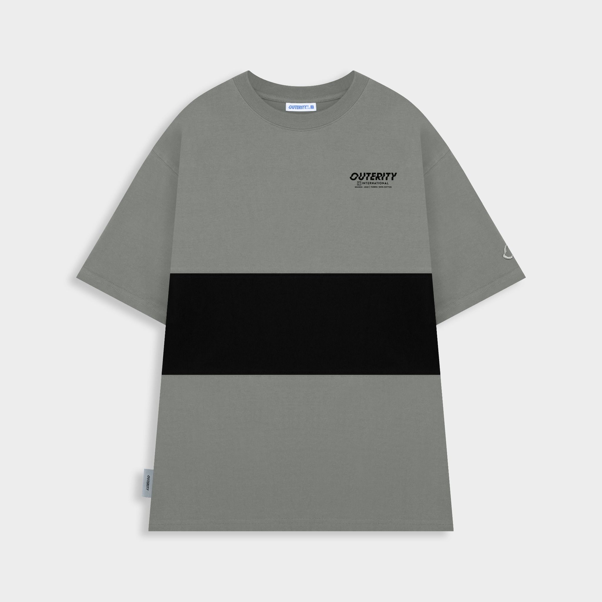 CROSS CUT TEE / GREY - BLACK COLOR