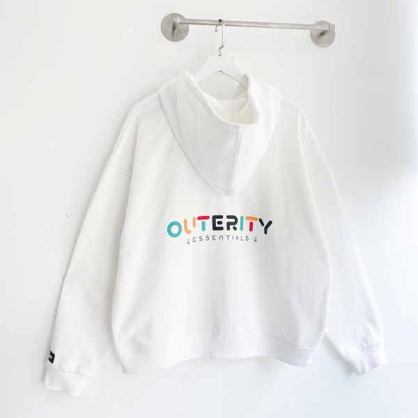 Hoodie Zip Rainbow - White