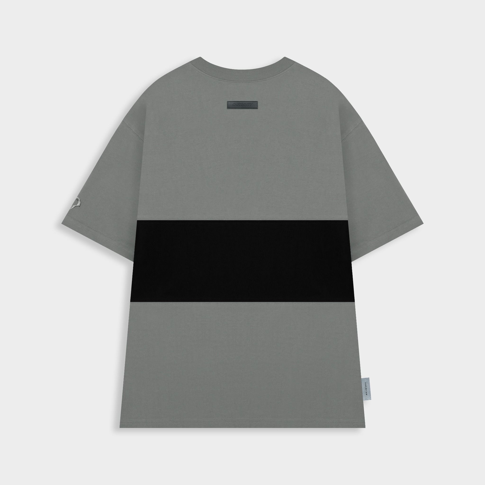 CROSS CUT TEE / GREY - BLACK COLOR