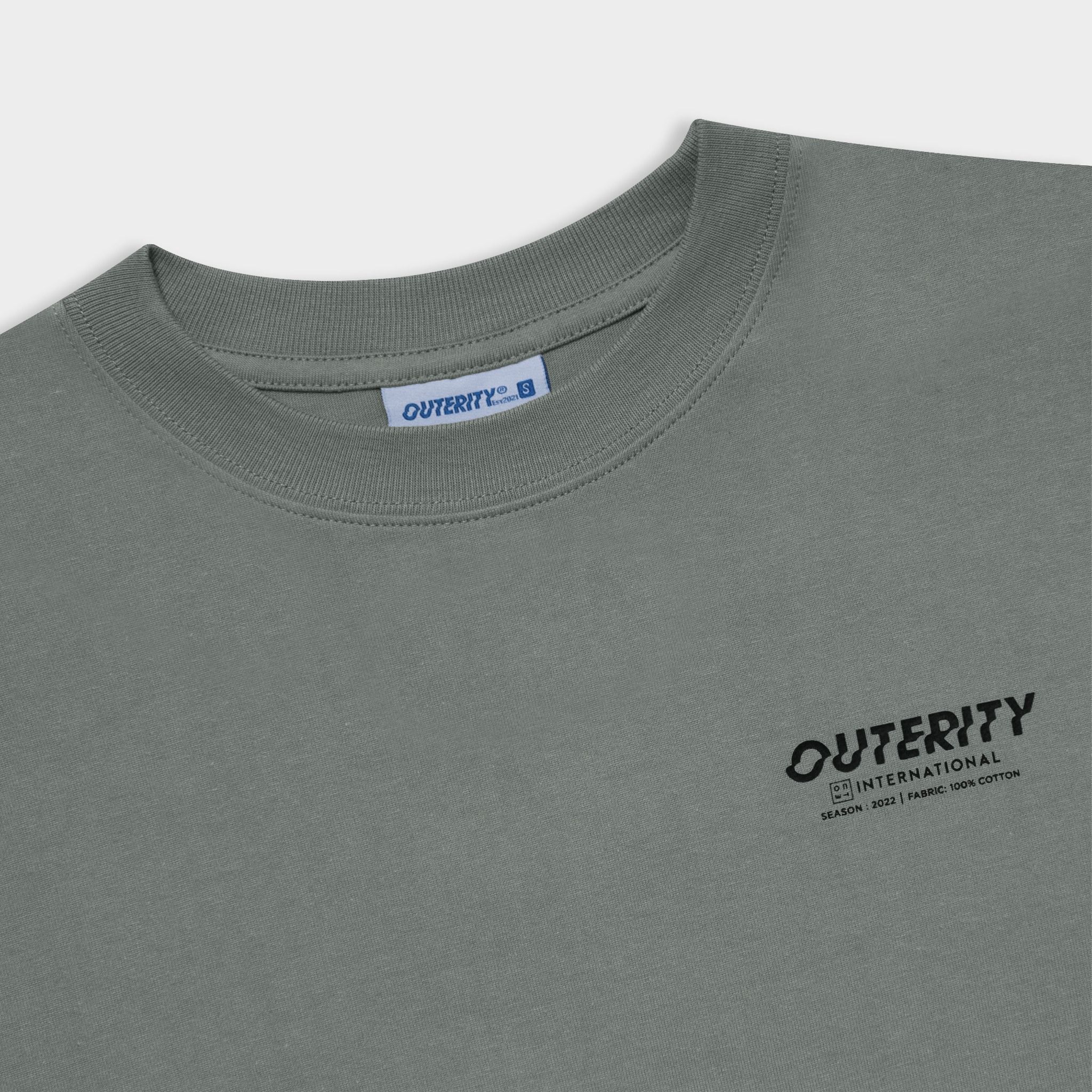 CROSS CUT TEE / GREY - BLACK COLOR