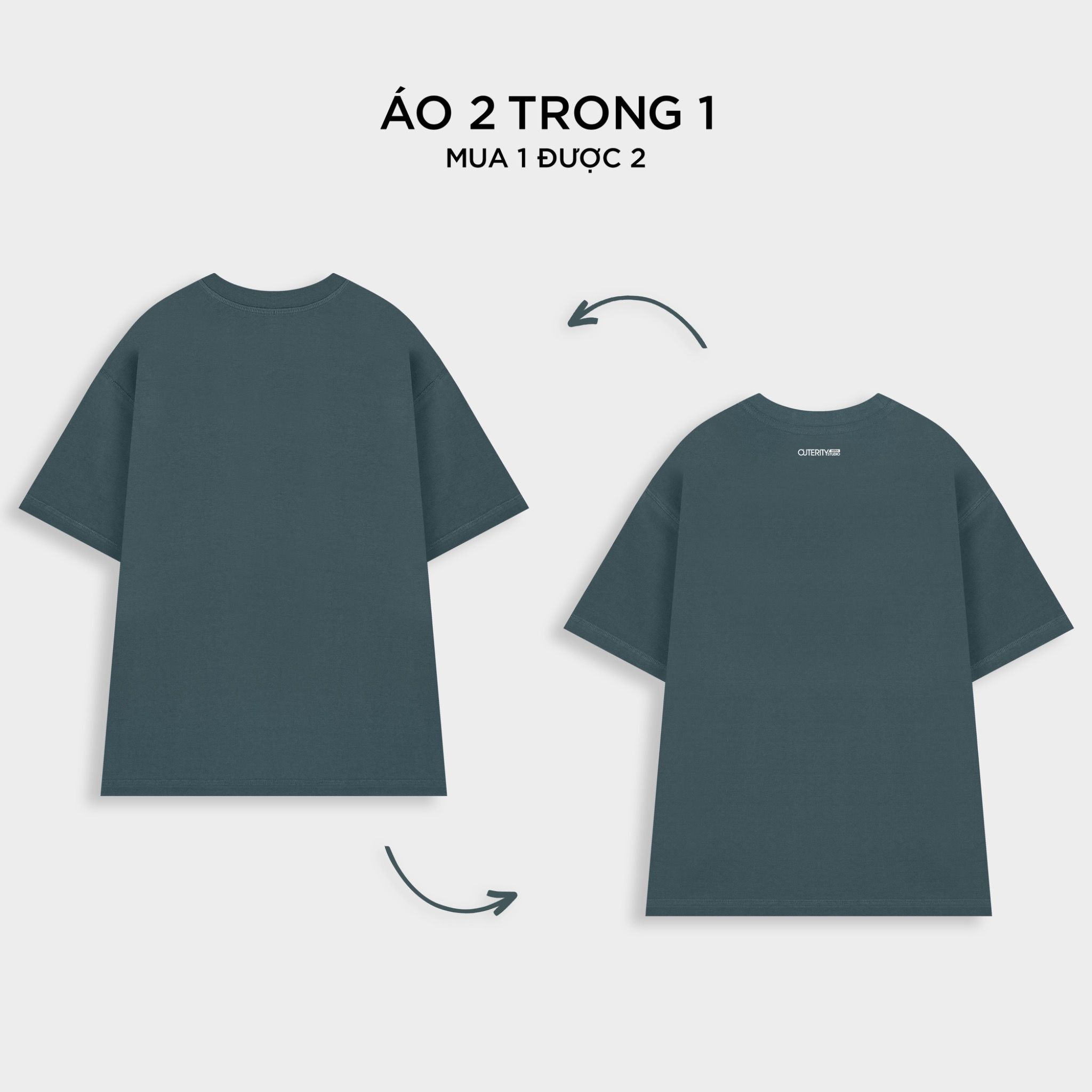 Outerity Double Tee Collection - DJ Bear / Dark Slate
