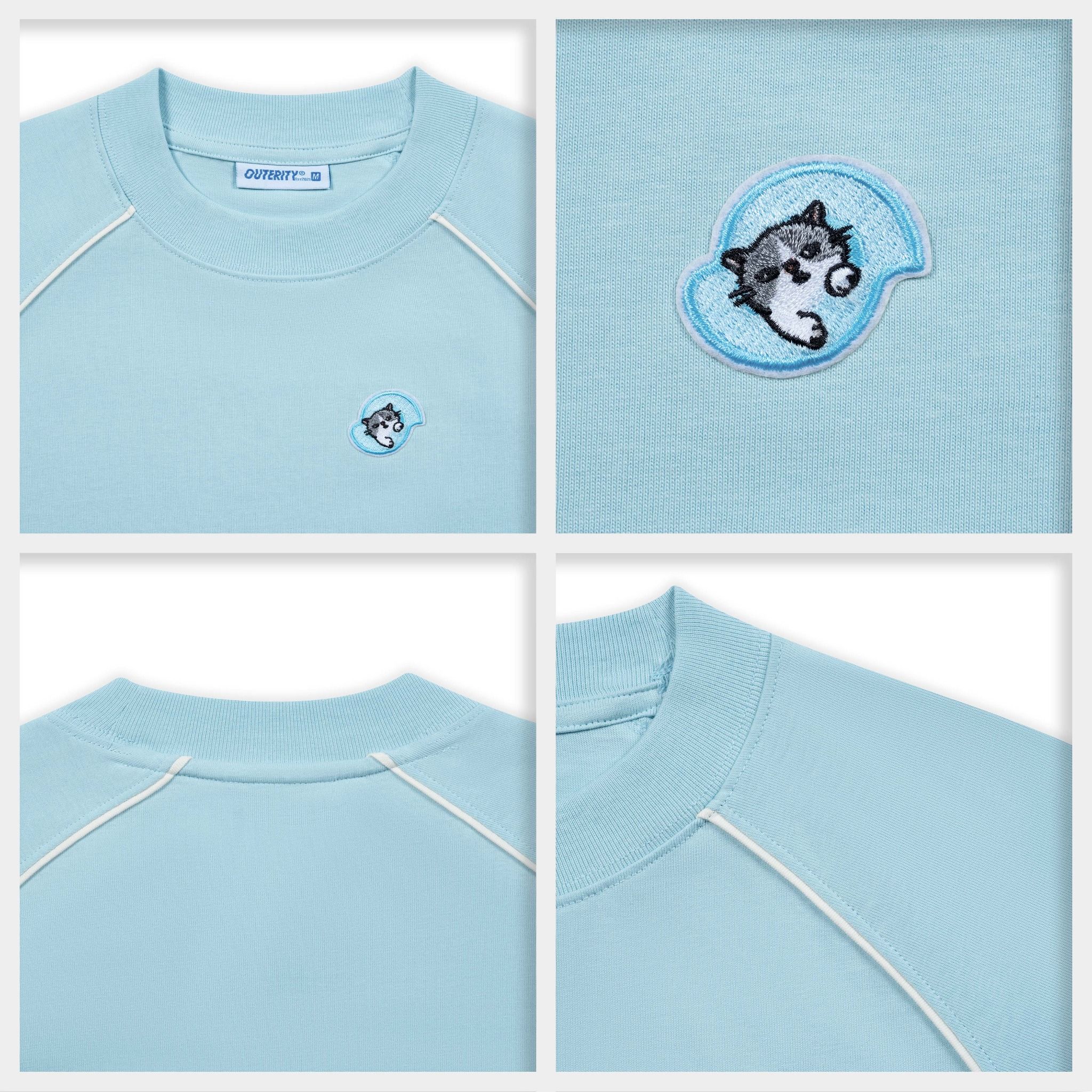  Baby Tee Outerity Line Meow / Sky Blue 