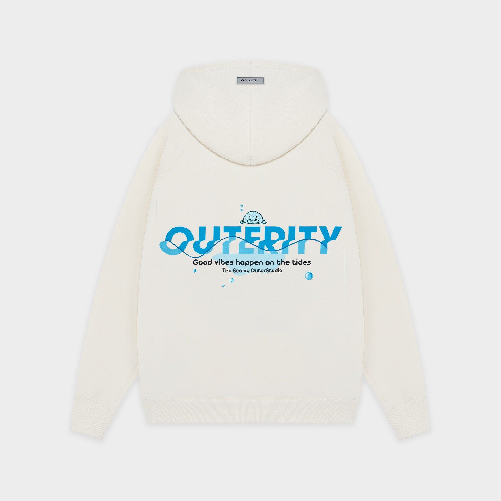 Hoodie Outerity Blue Fish / Canoli Cream
