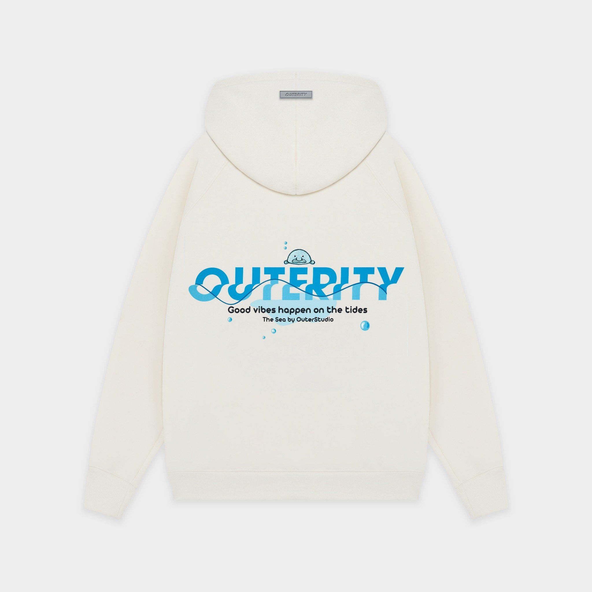 Outerity Hoodie Double Zip Blue Fish / Canoli Cream