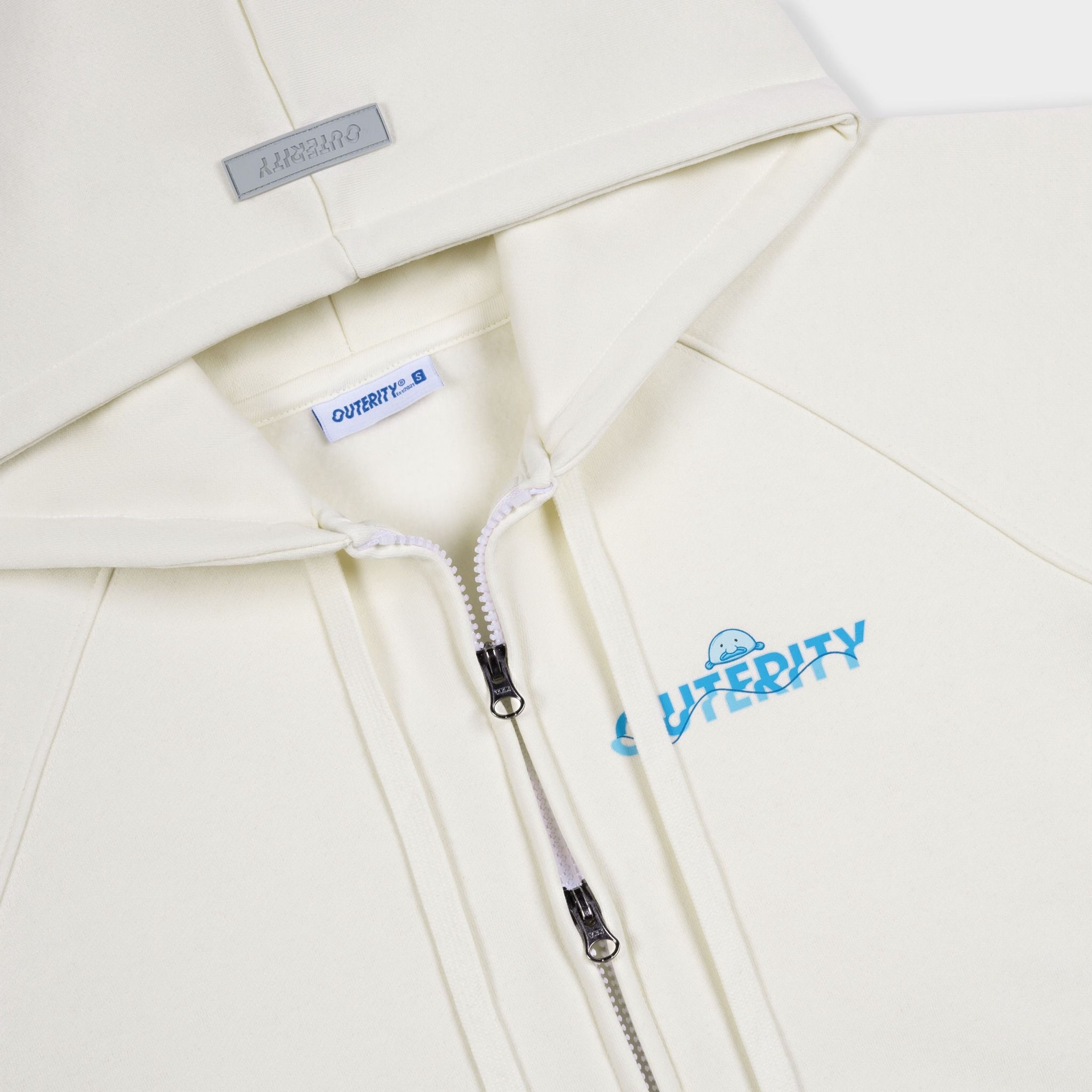 Outerity Hoodie Double Zip Blue Fish / Canoli Cream