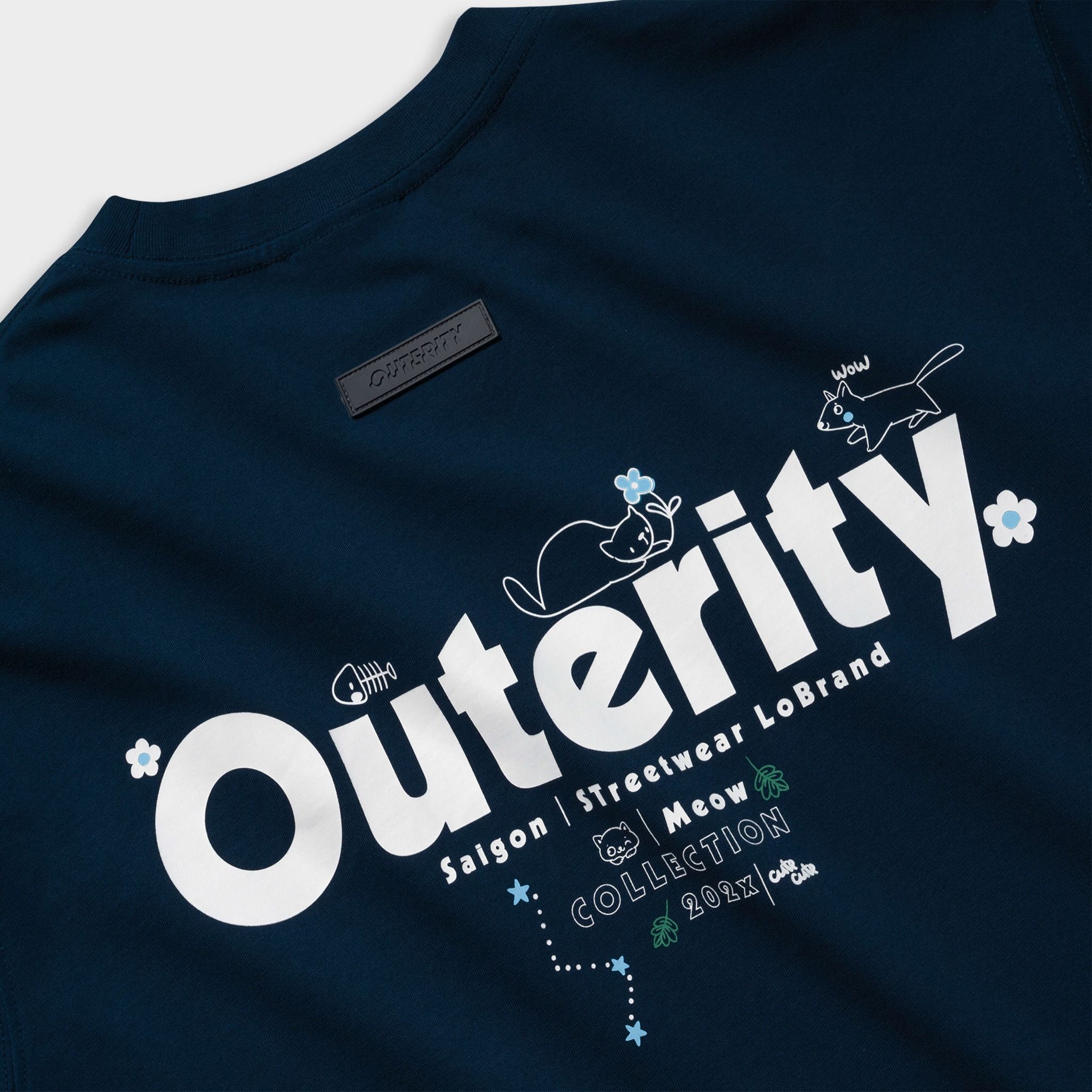 Outerity Meow's Garden Tee / Navy Poeny