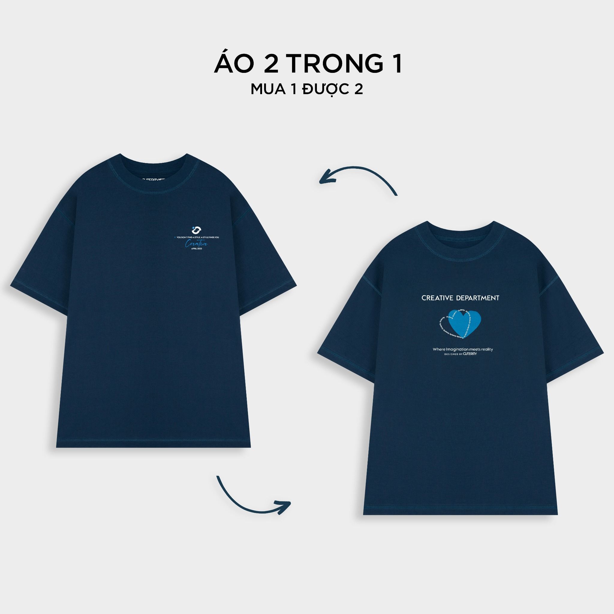 Outerity Double Tee Collection - Blue Heart / Navy